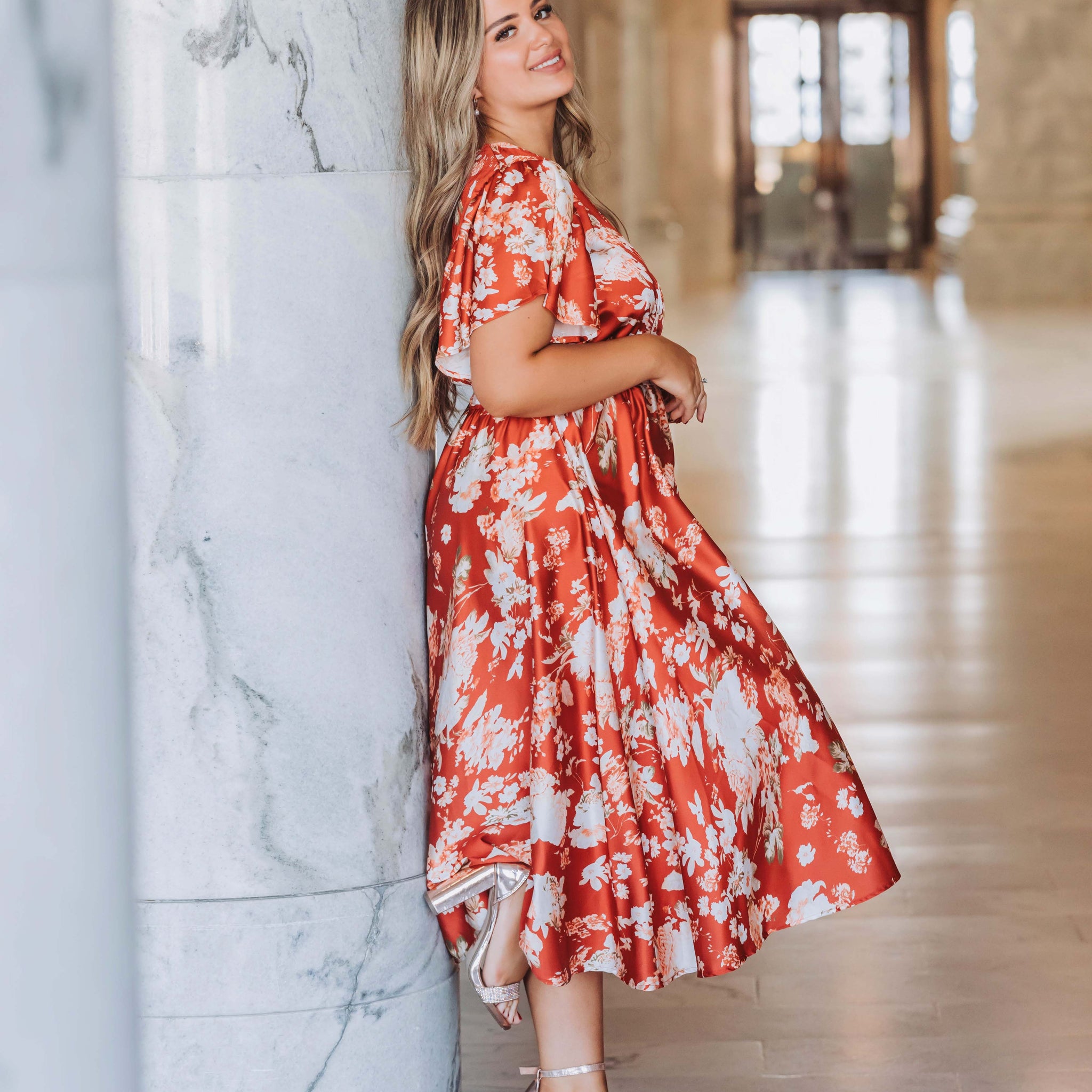 Magnolia Rust Floral Dress - DM Exclusive - Nursing Friendly - FINAL SALE
