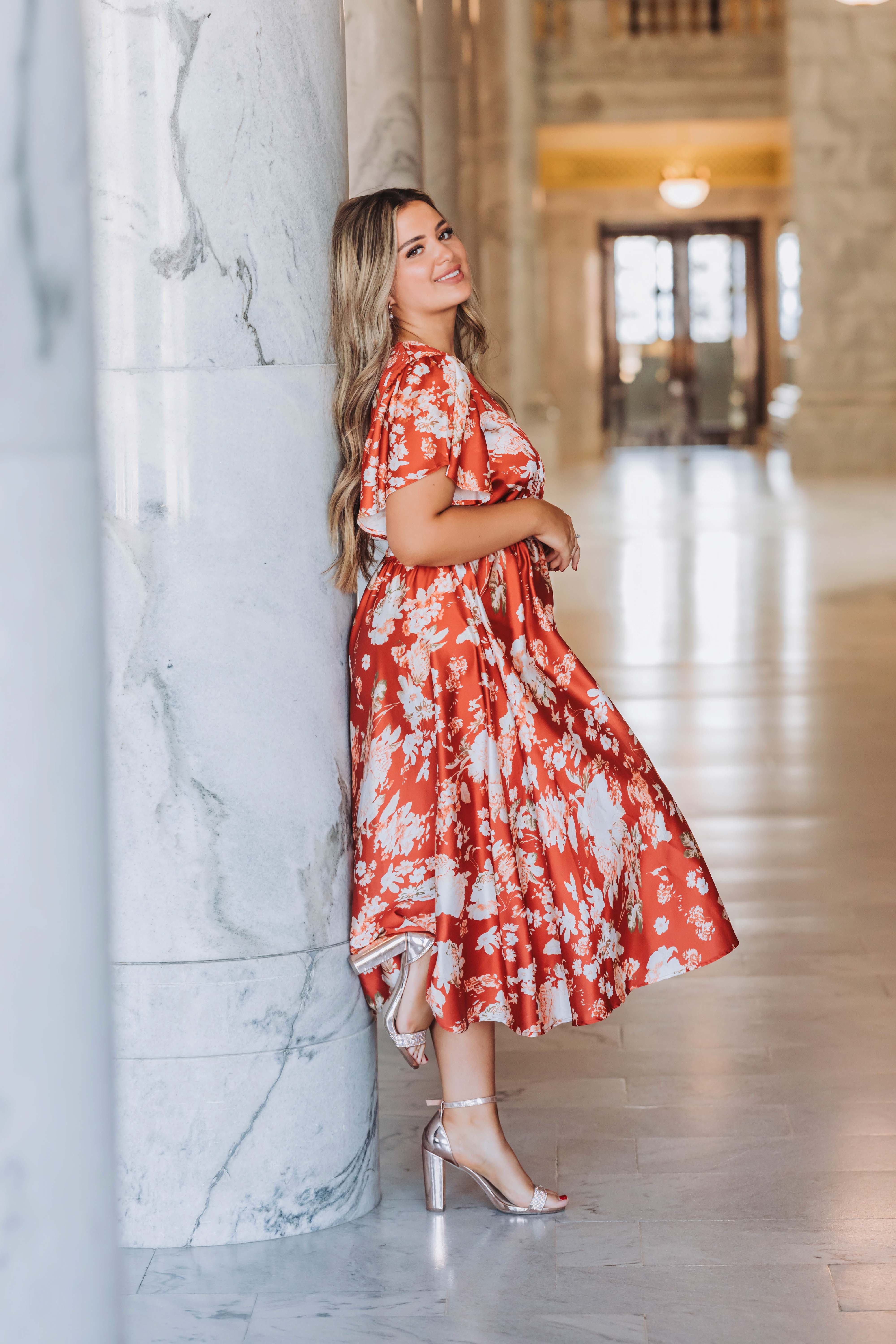 Magnolia Rust Floral Dress - DM Exclusive - Nursing Friendly - FINAL SALE