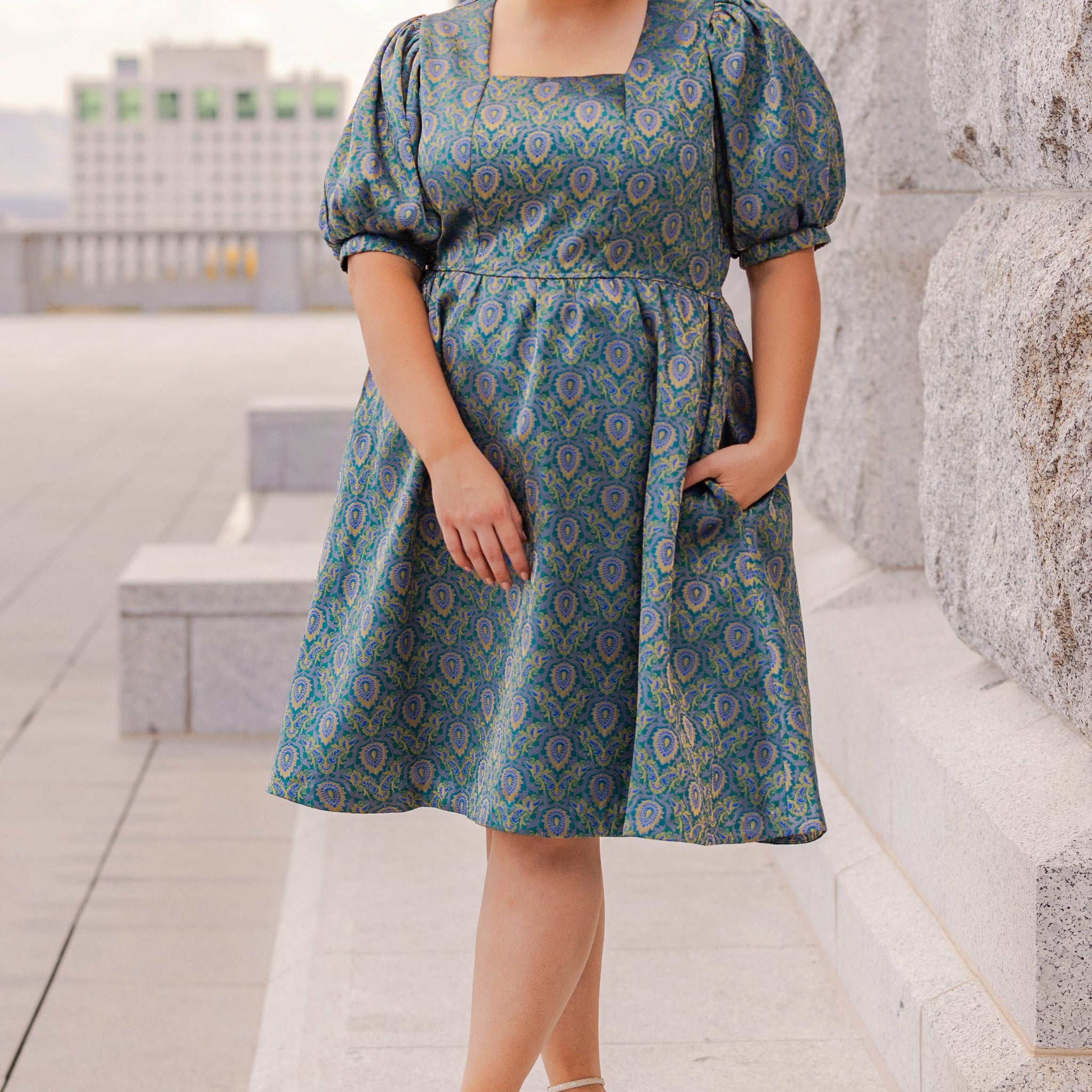 Hope Peacock Jacquard Party Dress- DM Exclusive - FINAL SALE