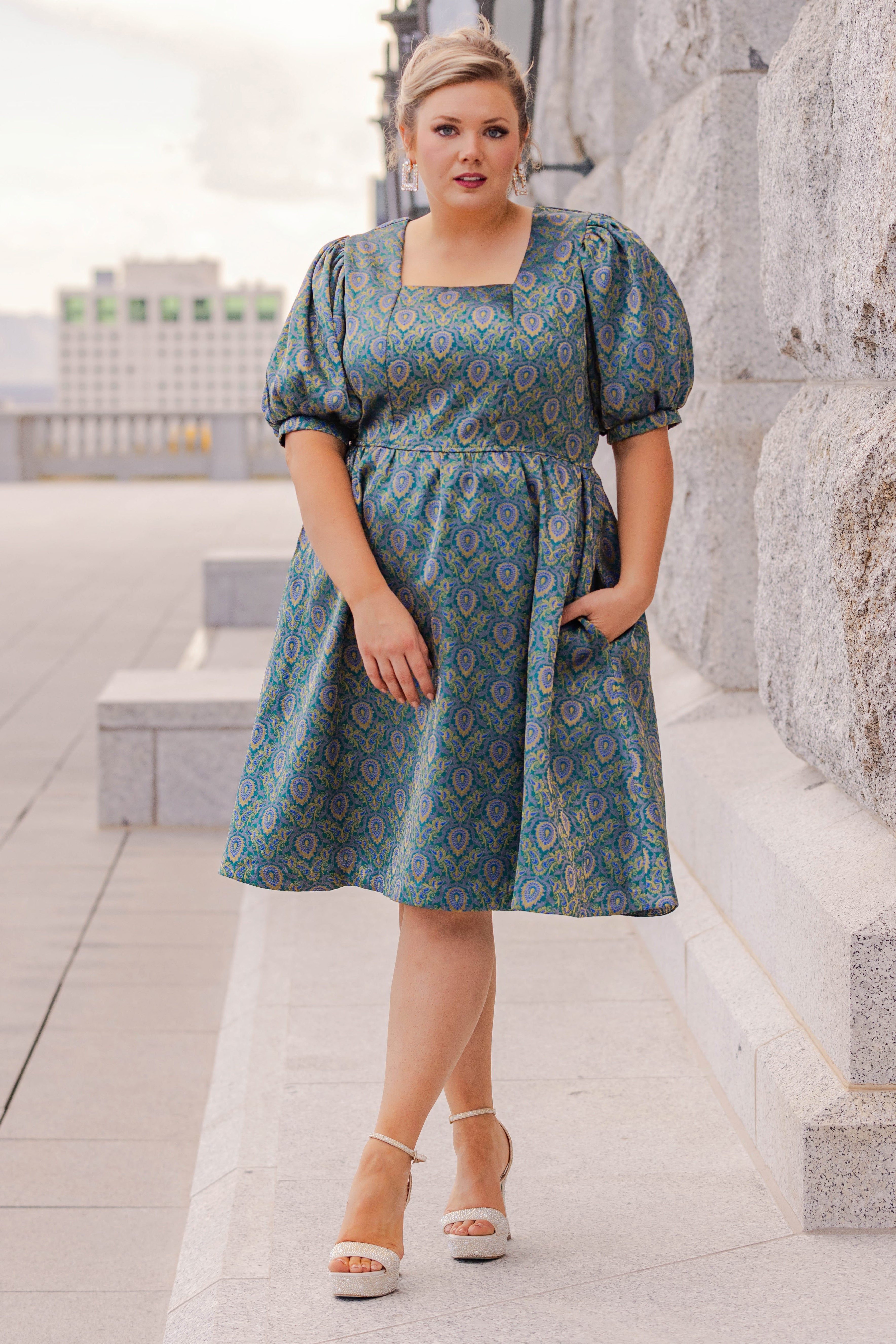 Hope Peacock Jacquard Party Dress- DM Exclusive - FINAL SALE