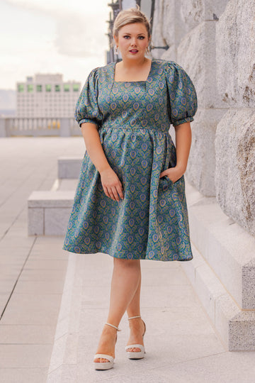 Hope Peacock Jacquard Party Dress- DM Exclusive - FINAL SALE