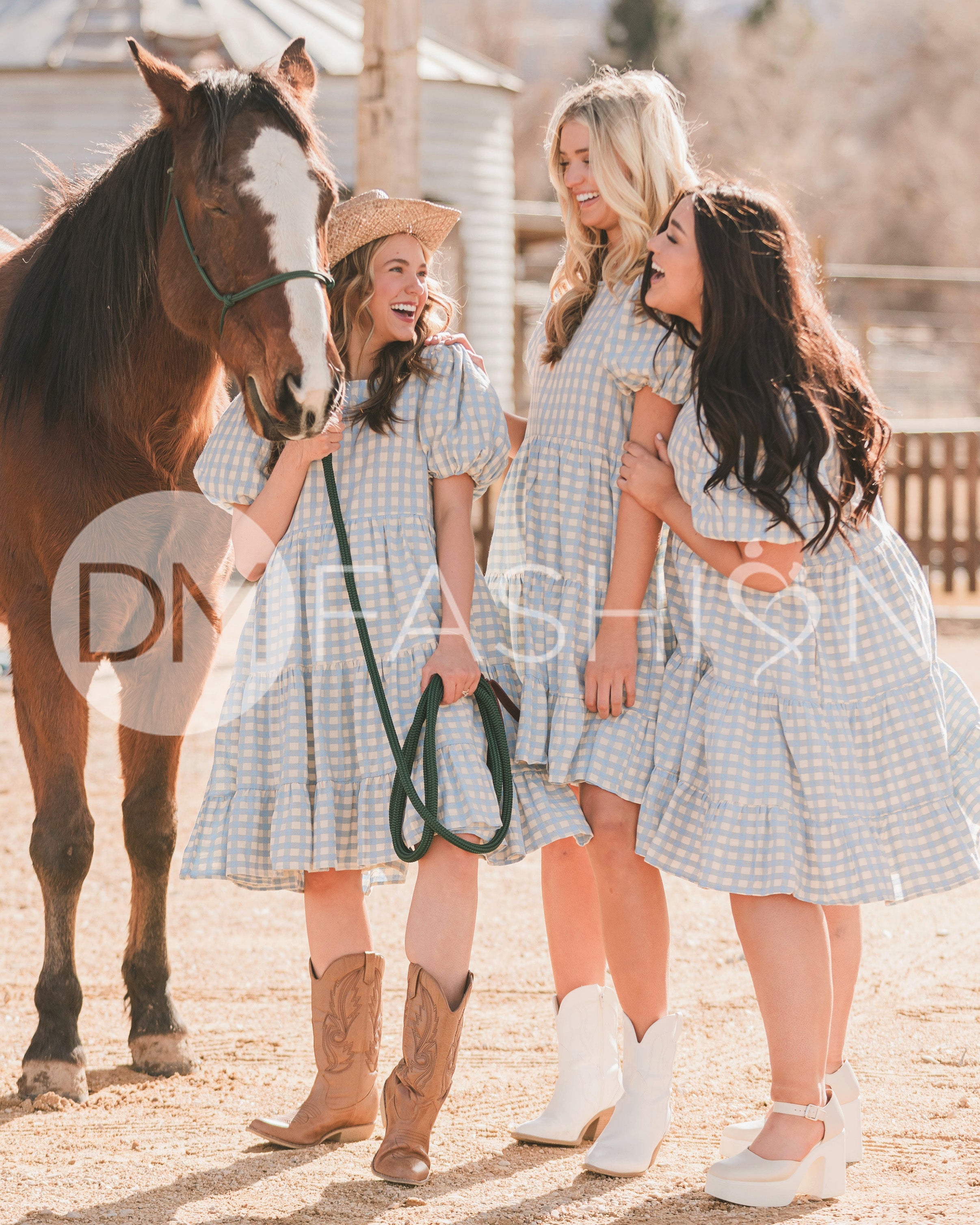 Hannah Jean Blue Gingham Dress - MCO - LOW STOCK