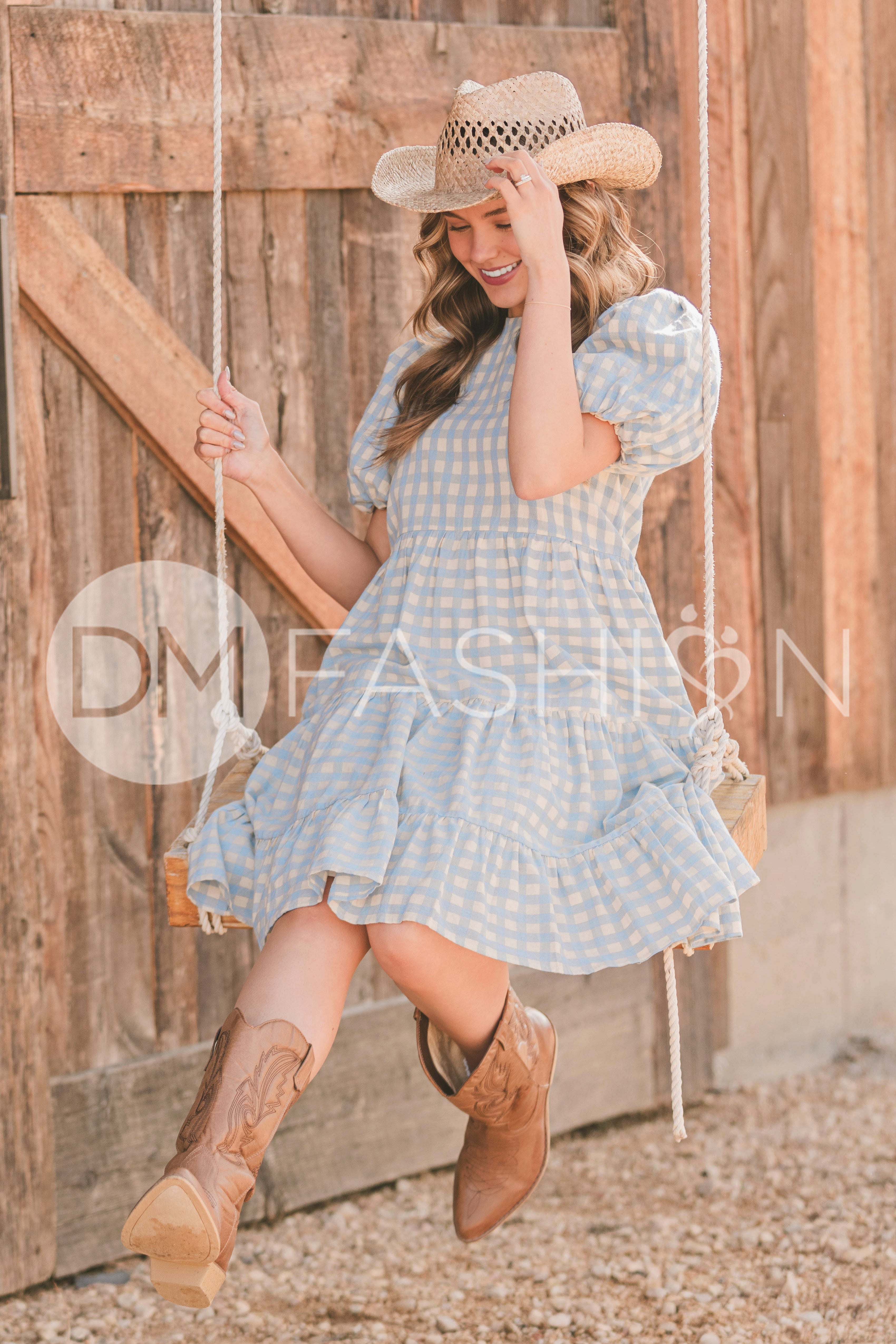 Hannah Jean Blue Gingham Dress - MCO - LOW STOCK