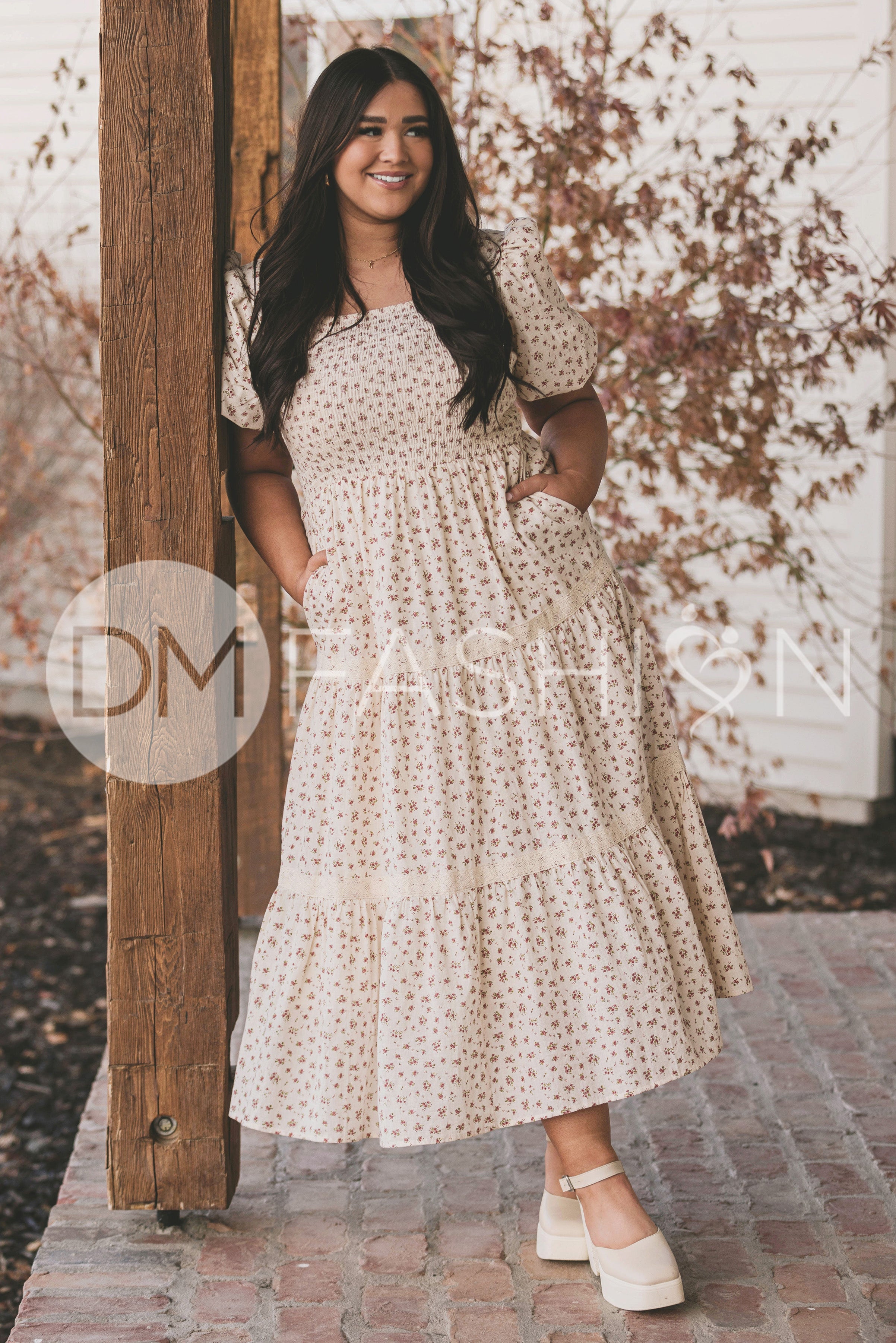 Florence Pink Meadow Midi Dress - DM Exclusive - Maternity Friendly - LOW STOCK