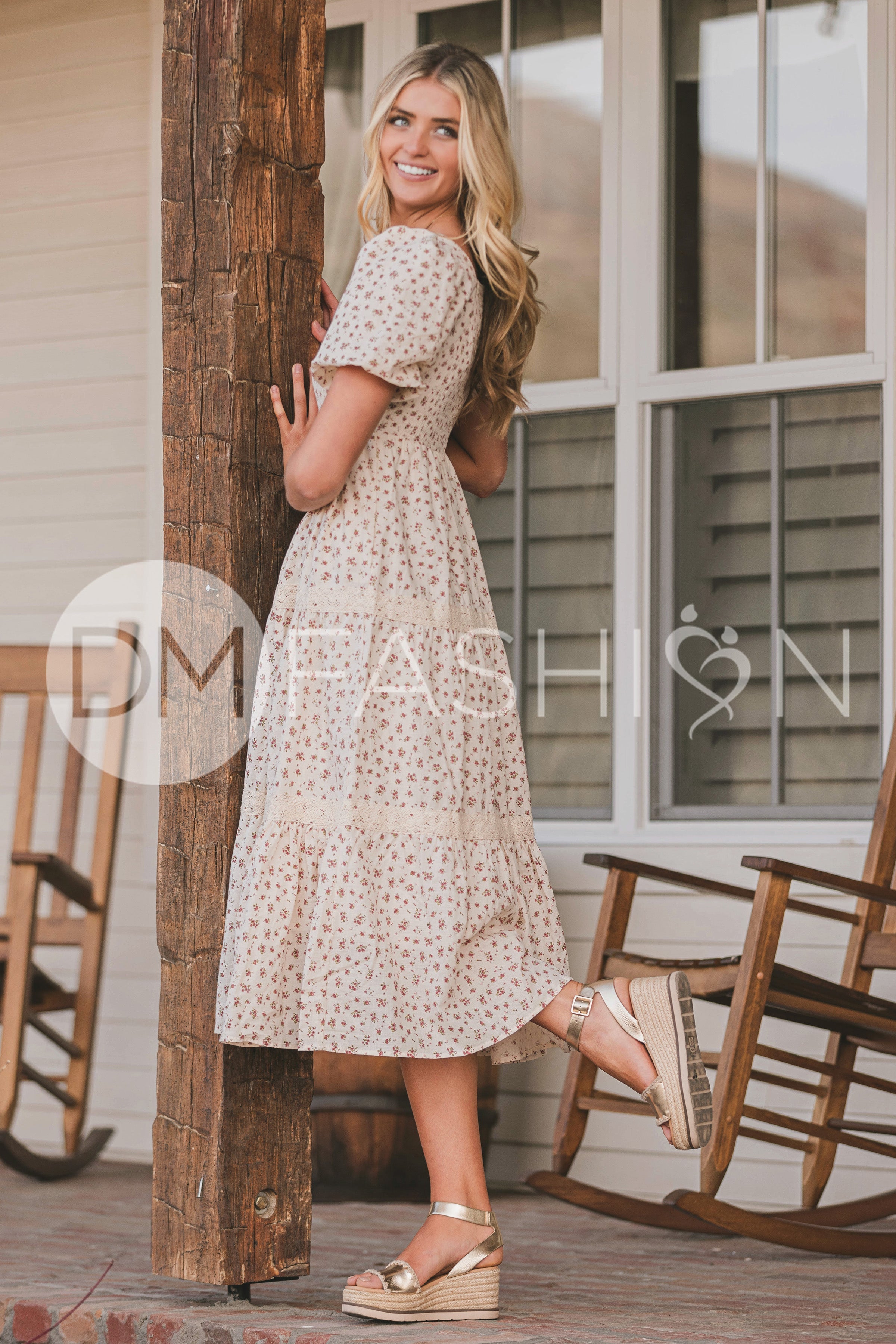 Florence Pink Meadow Midi Dress - DM Exclusive - Maternity Friendly - LOW STOCK