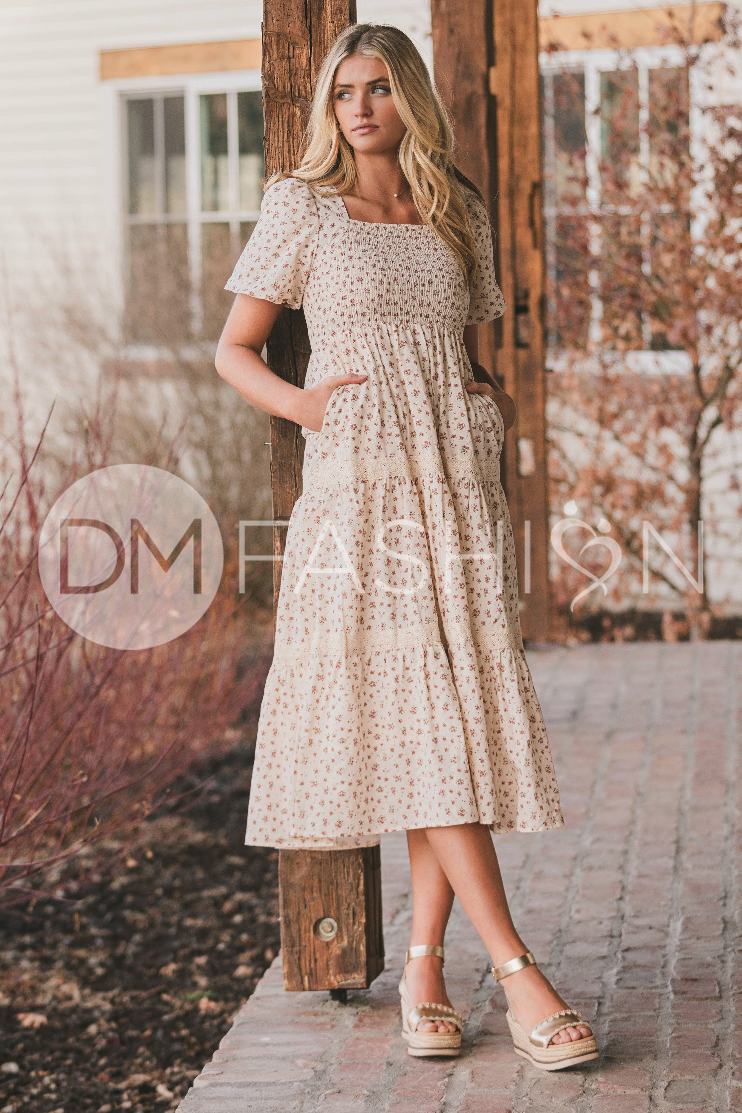 Florence Pink Meadow Midi Dress - DM Exclusive - Maternity Friendly - LOW STOCK