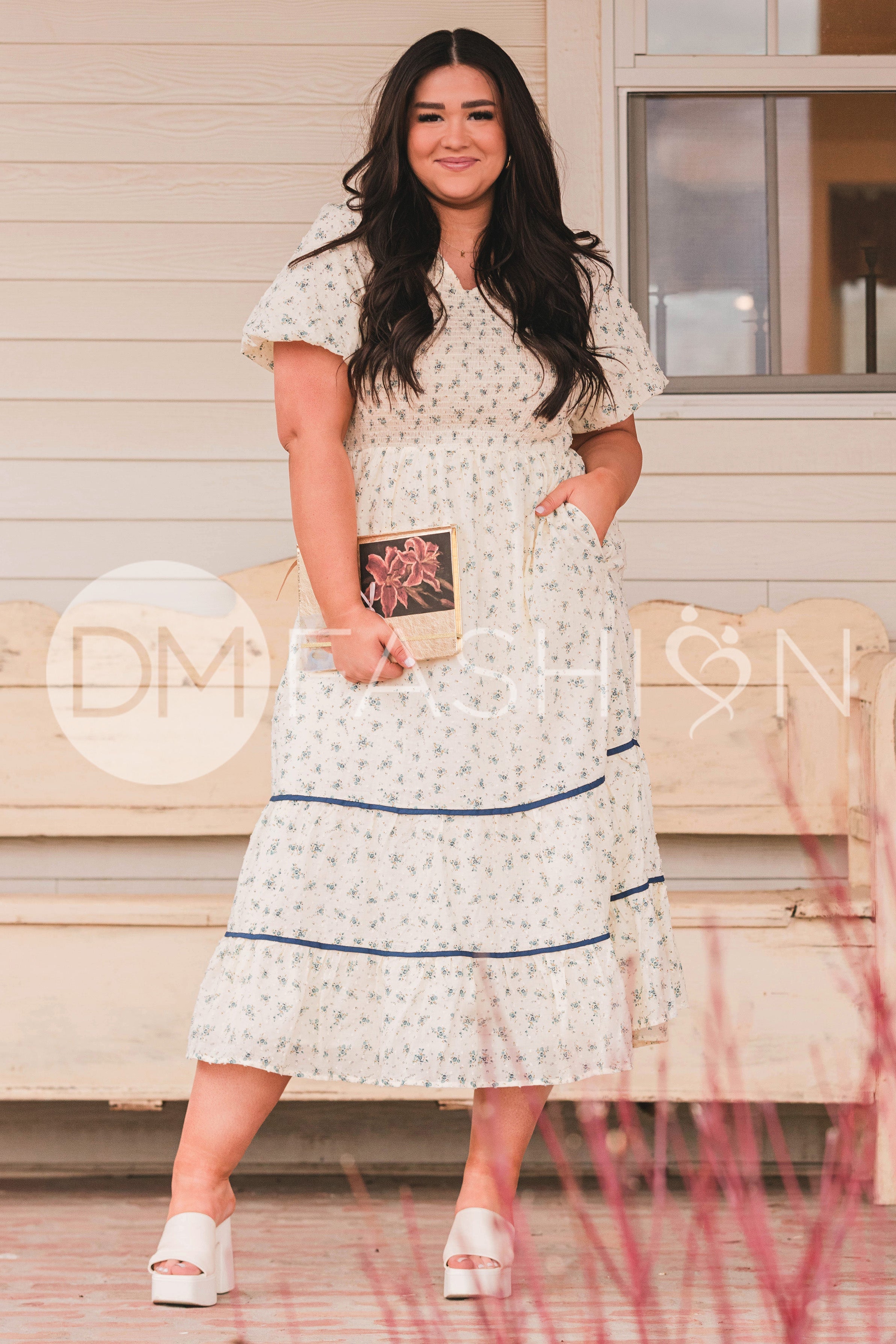 Annabelle Blue Orchard Dress - DM Exclusive -Maternity Friendly - Restocked