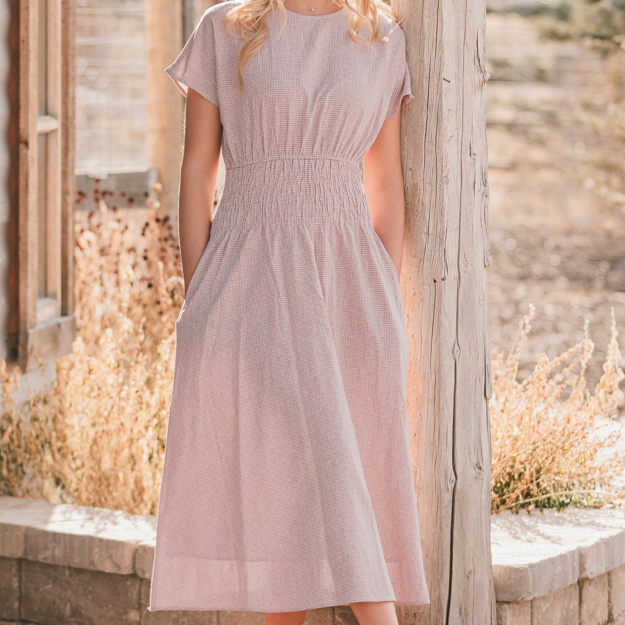 Emma Burgundy Gingham Dress - MCO