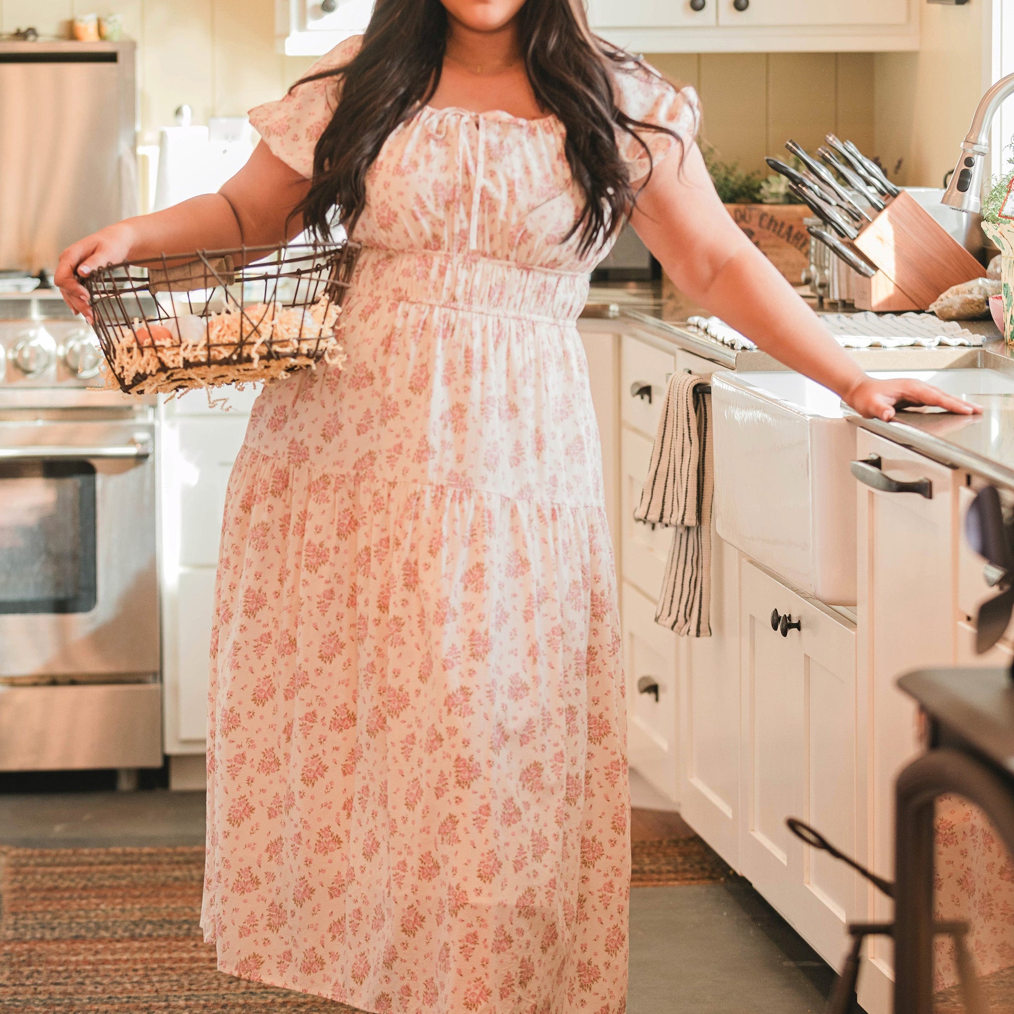 Clementine Pink Chateau Floral Dress - DM Exclusive - Maternity Friendly - Nursing Friendly - LOW STOCK