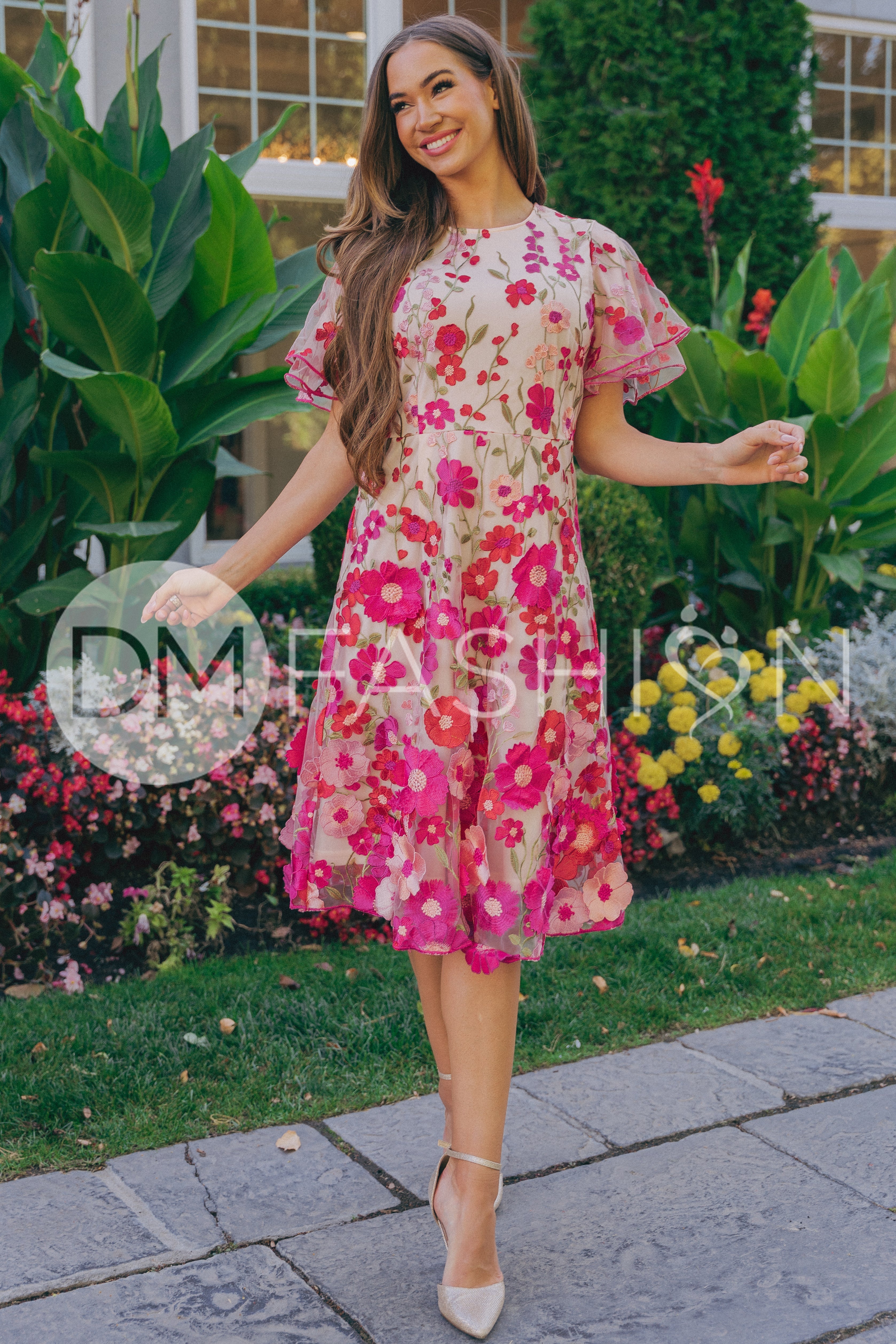 Lillian Duchess Hot Pink Floral Dress - DM Exclusive - LOW STOCK