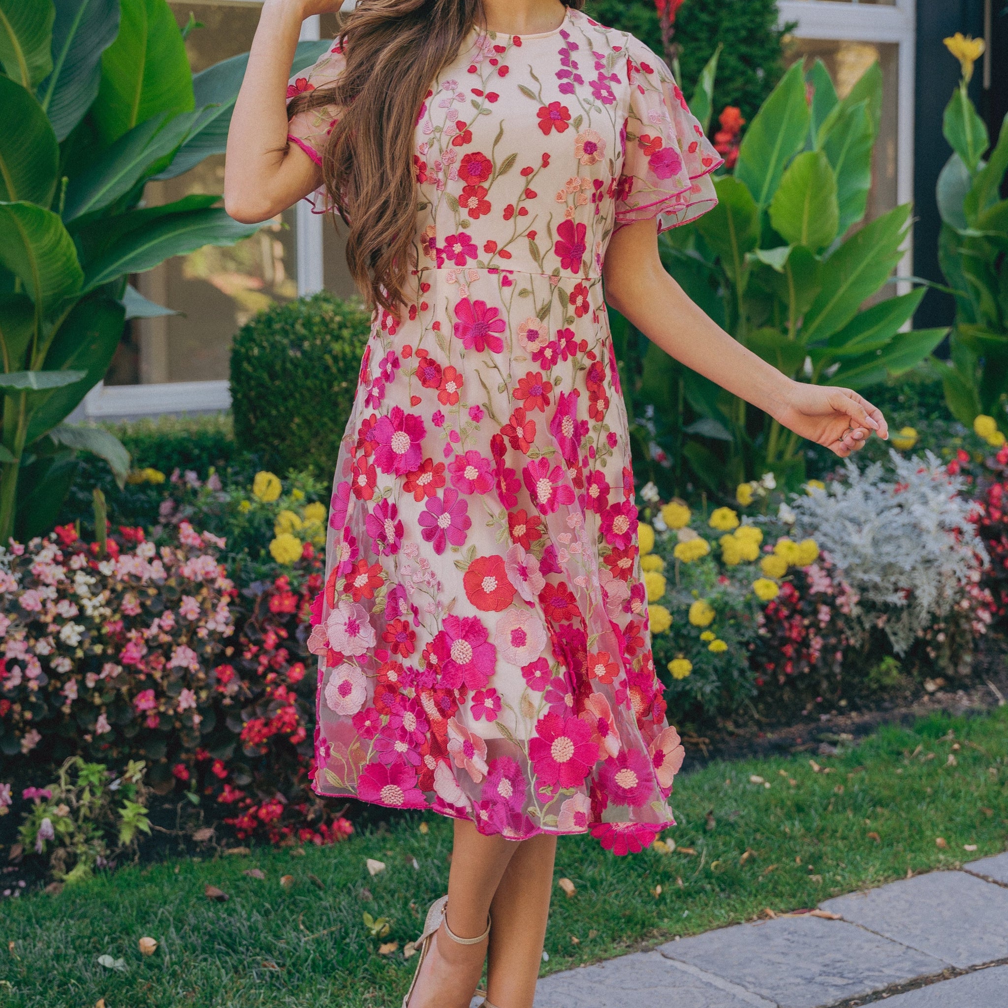 Lillian Duchess Hot Pink Floral Dress - DM Exclusive - LOW STOCK