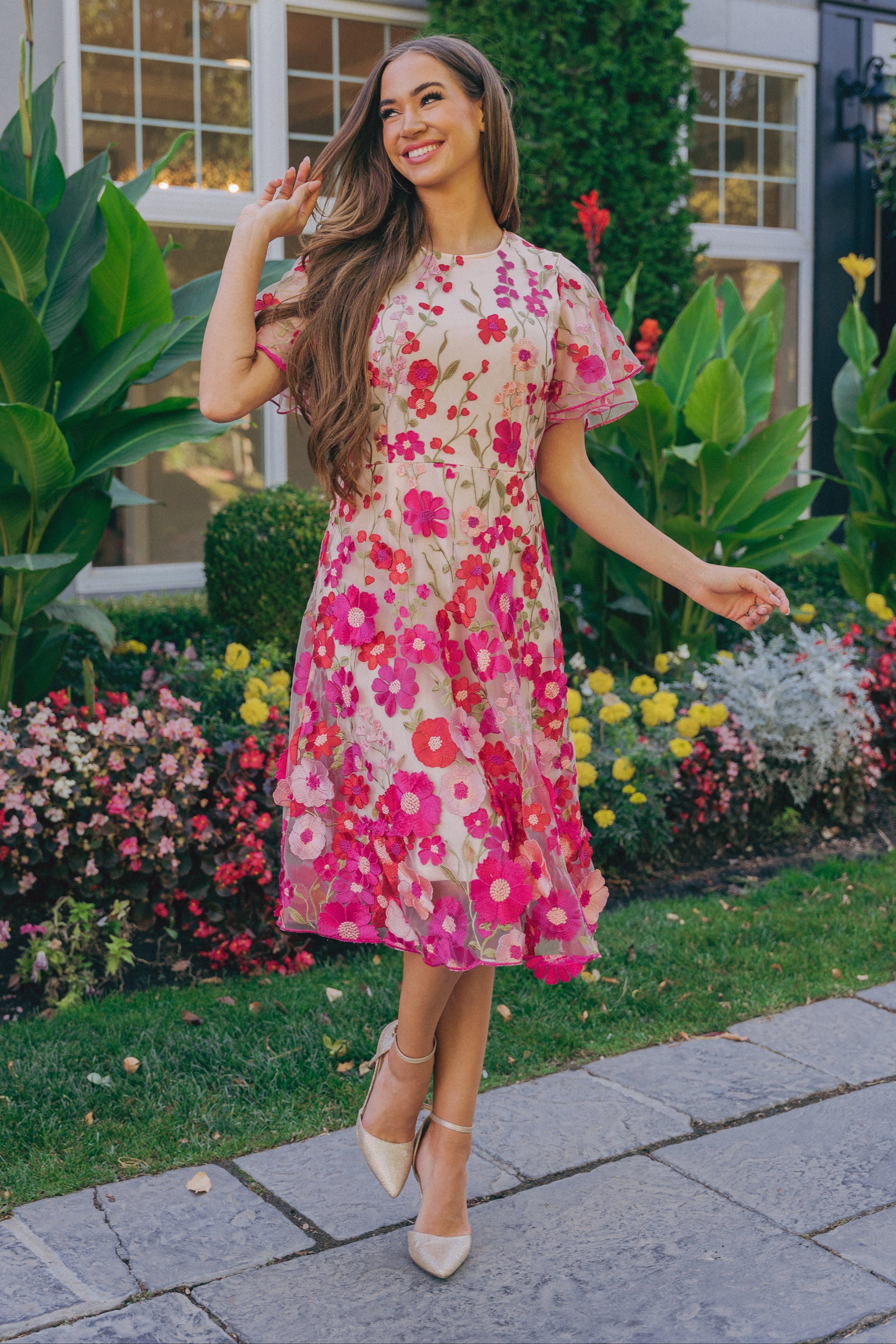 Lillian Duchess Hot Pink Floral Dress - DM Exclusive - LOW STOCK