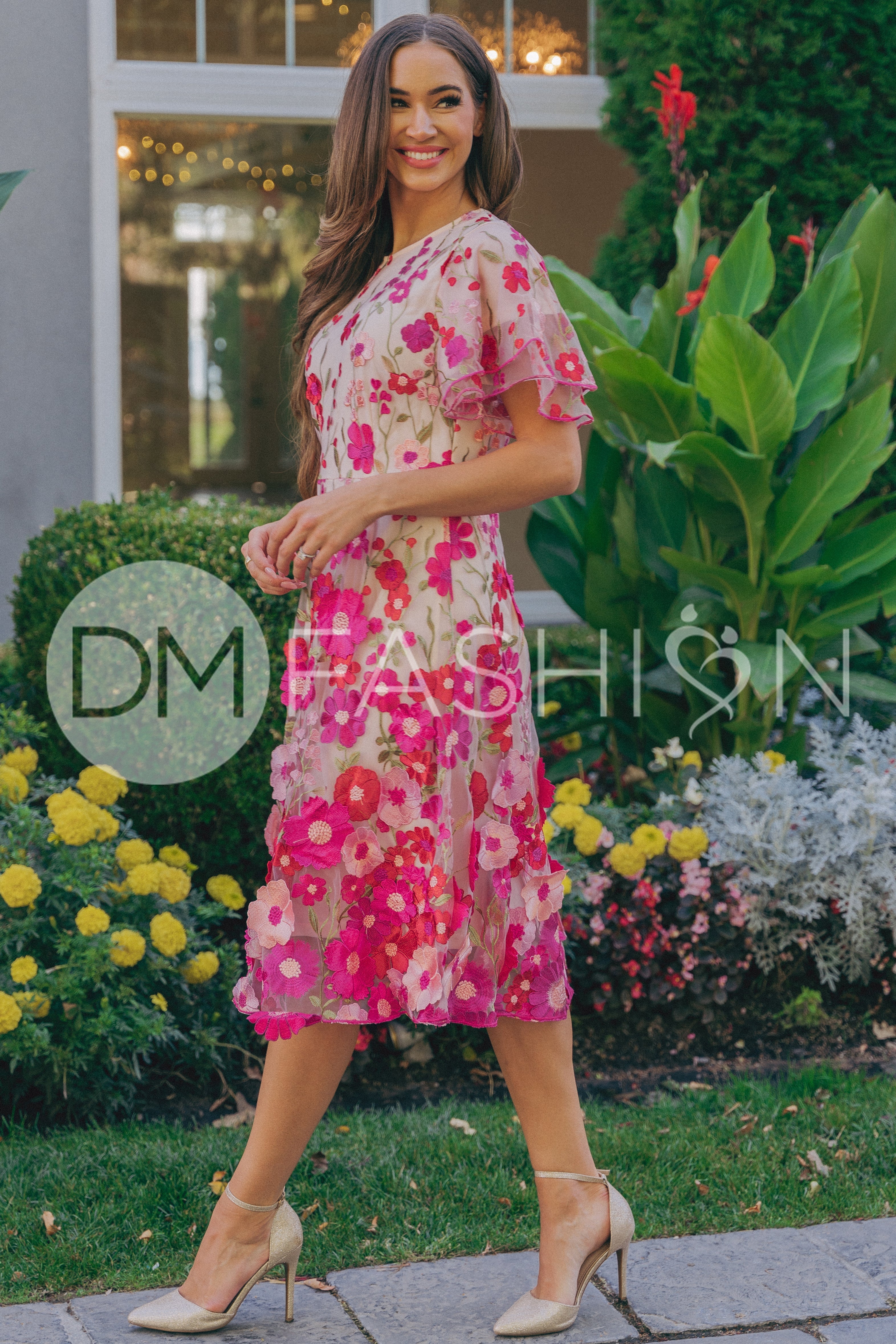 Lillian Duchess Hot Pink Floral Dress - DM Exclusive - LOW STOCK