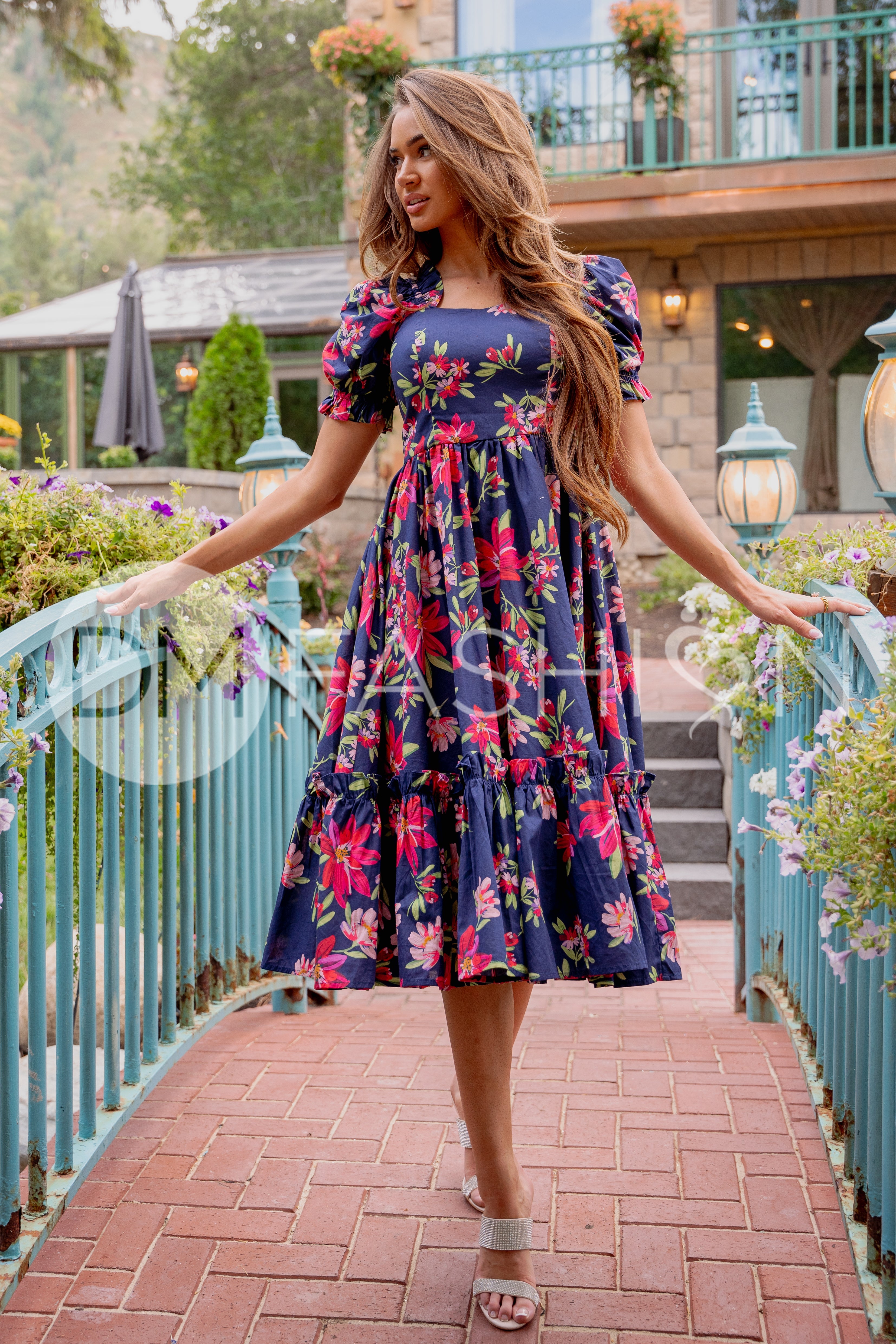 Avril Navy Petals Floral Dress - DM Exclusive