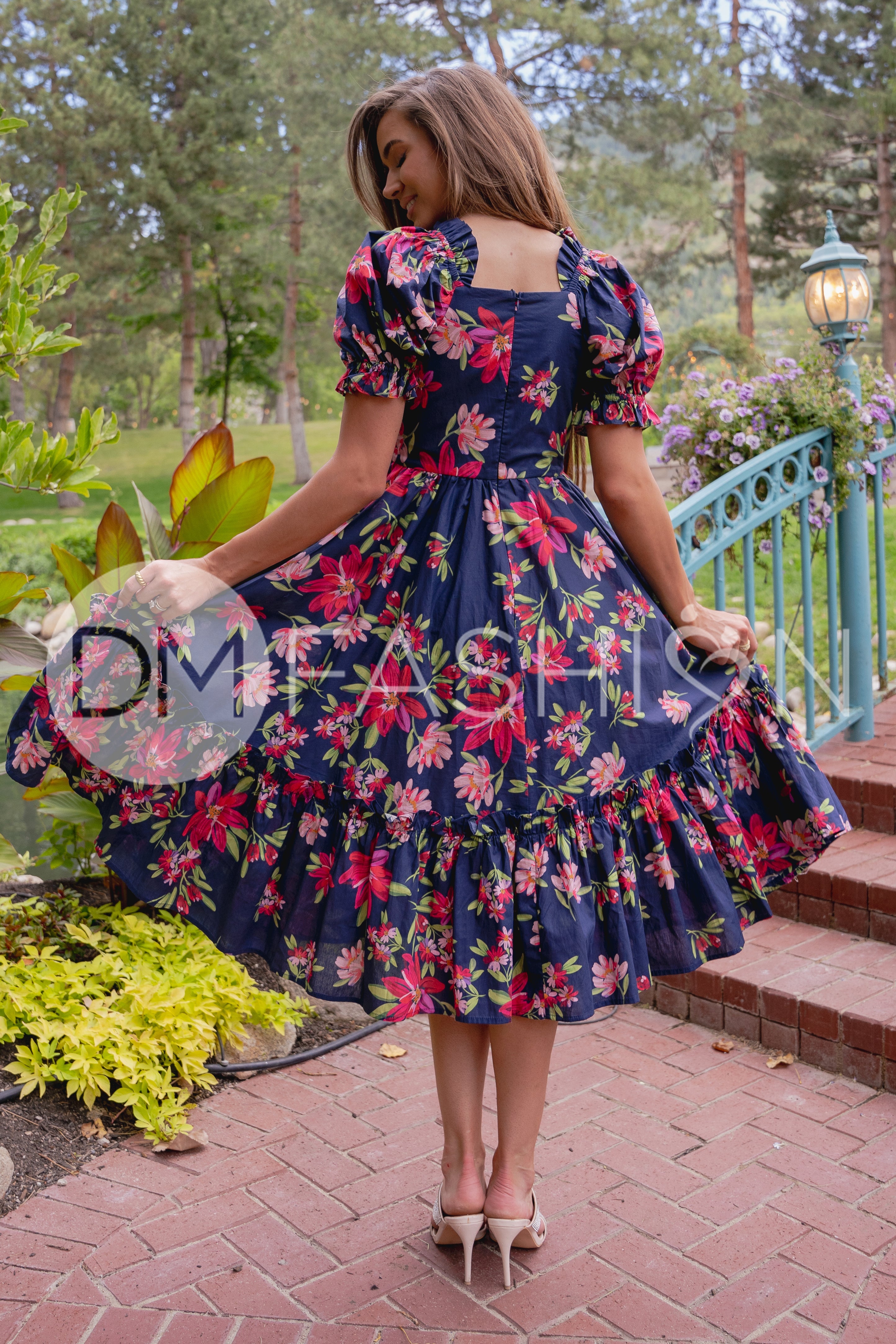 Avril Navy Petals Floral Dress - DM Exclusive