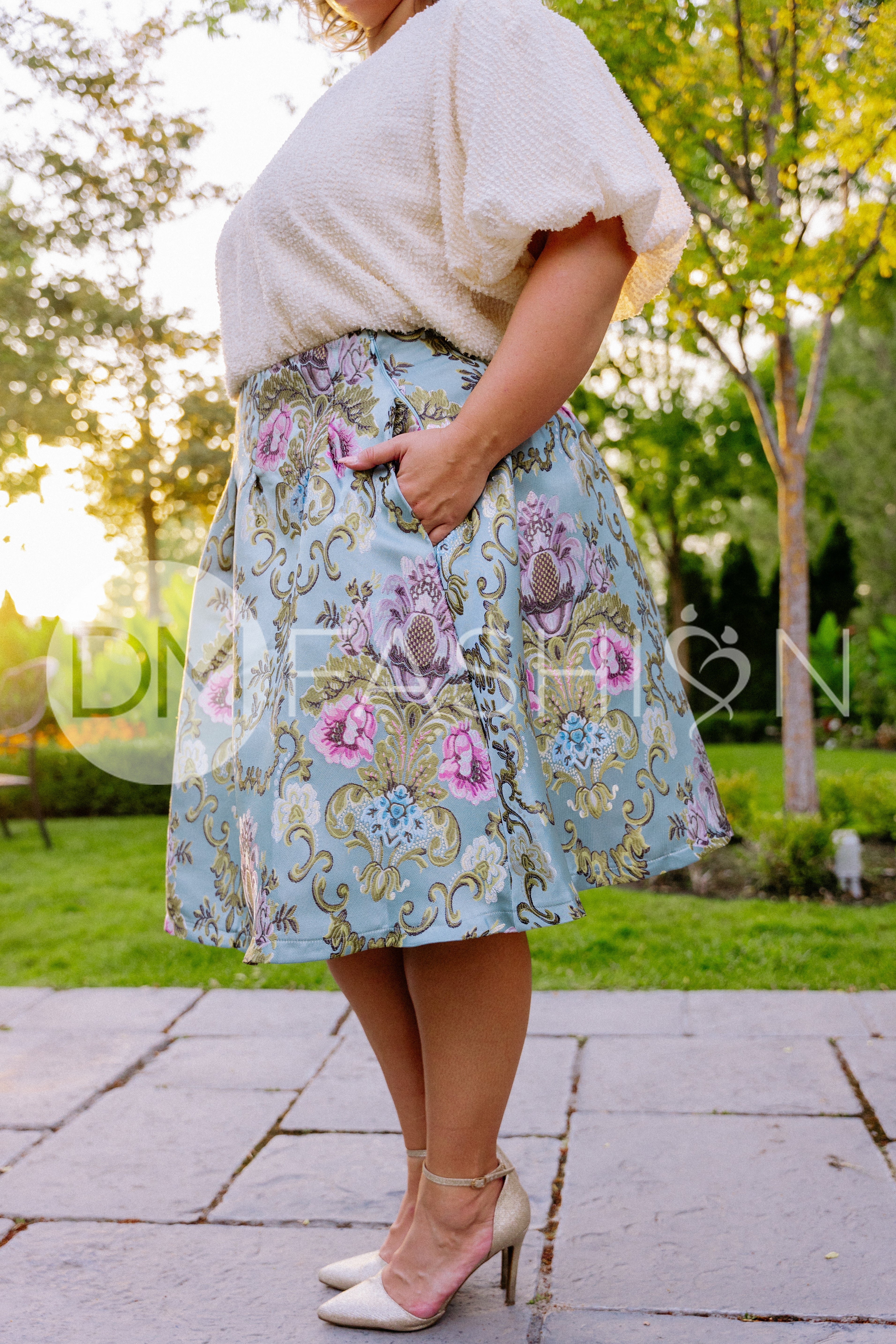 Tea Party Skirt - Blue Steel - DM Exclusive