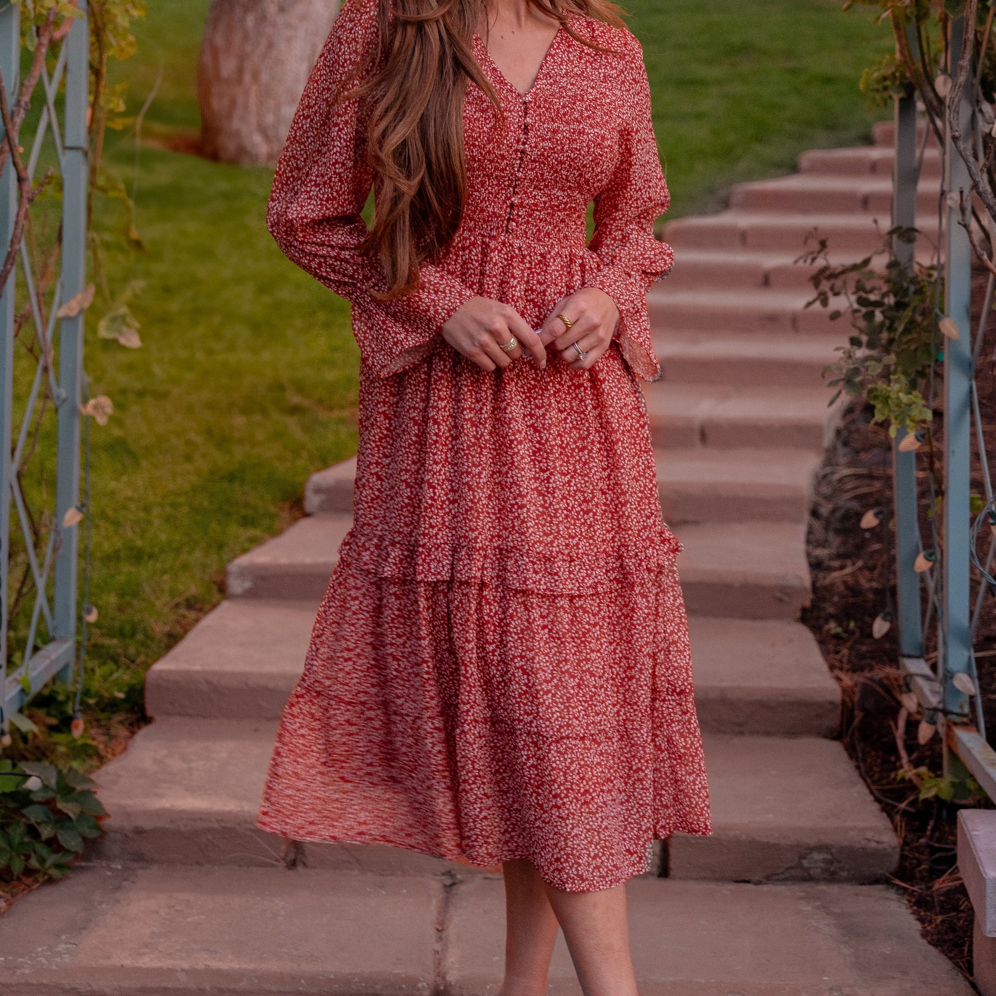 Kennedy Rust Floral Dress - DM Exclusive - Maternity & Nursing Friendly -  Restocked