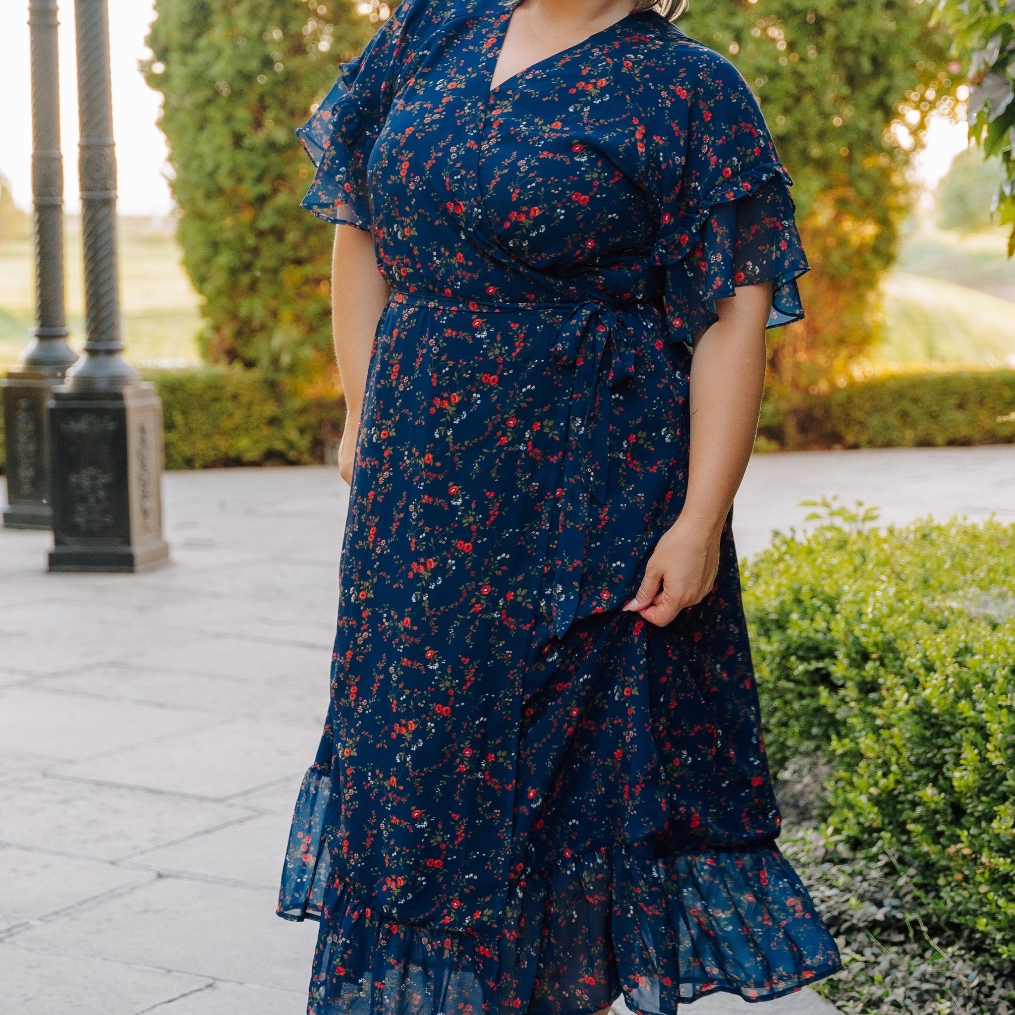 Halie Navy Floral Wrap Dress - DM Exclusive - Maternity Friendly - Restocked