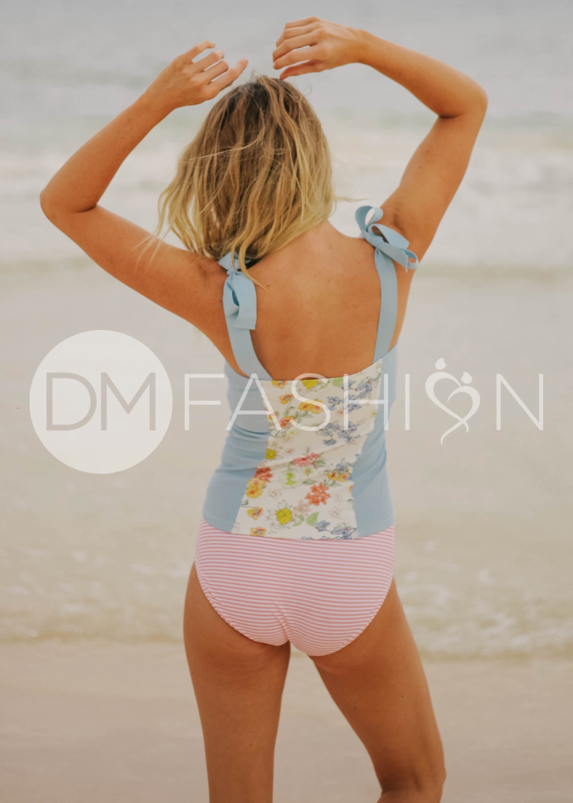 Panel Square Neck Tankini Top - Victorian Garden Color Block - FINAL SALE - LOW STOCK