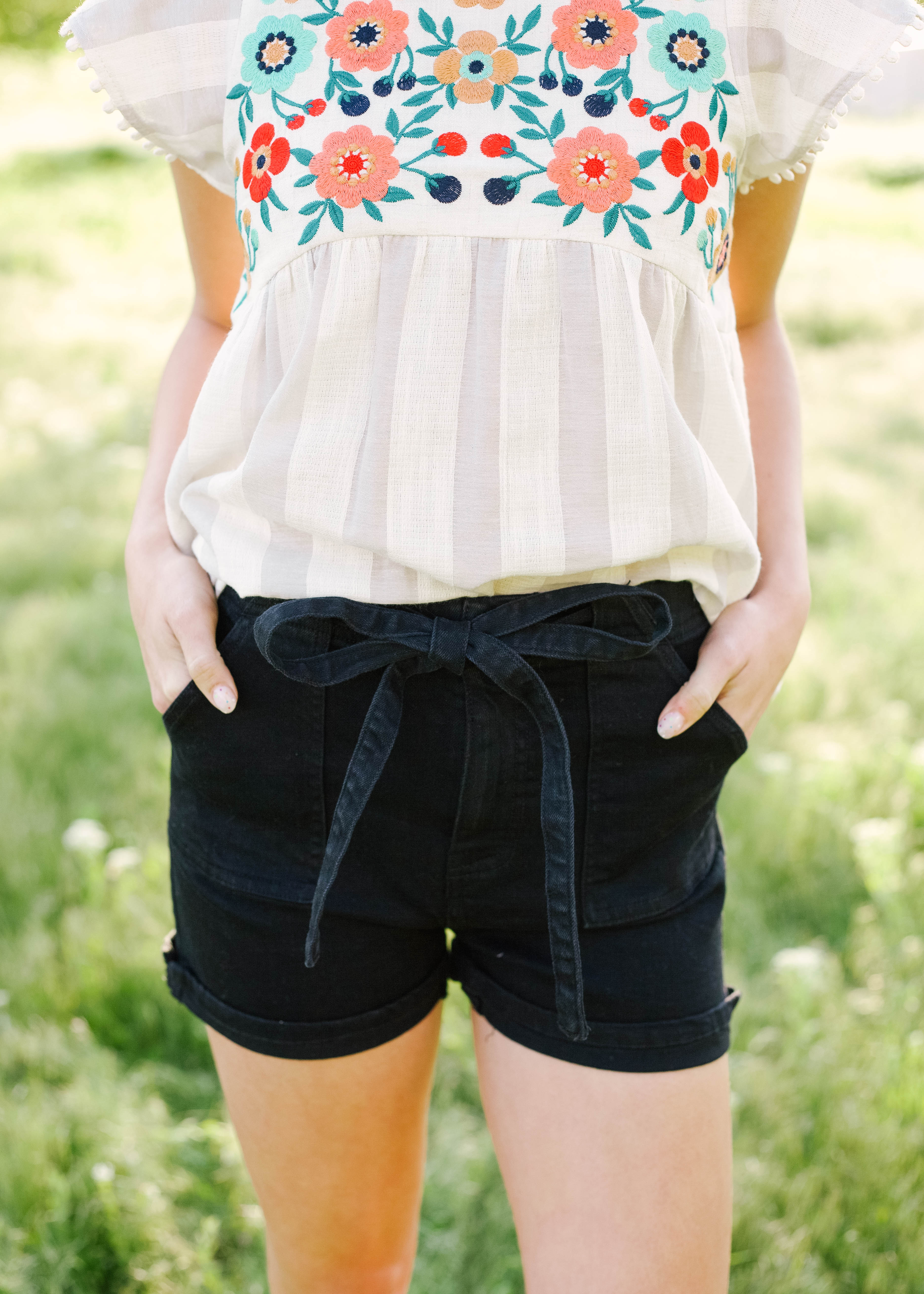 Remi Black High Waist Tie Shorts - FINAL SALE