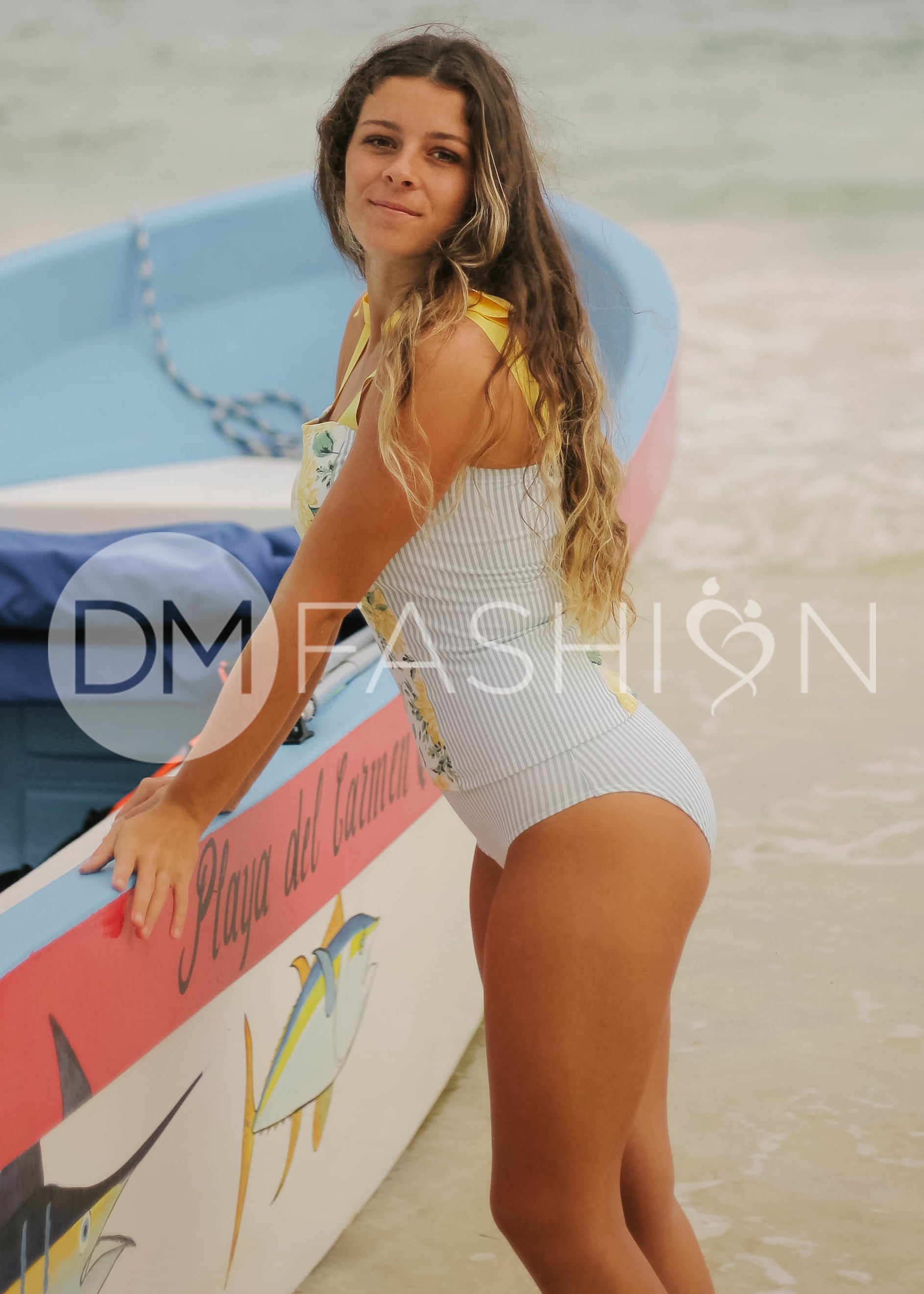 Panel Square Neck Tankini Top - Autumn Blossom Stripes - FINAL SALE - LOW STOCK