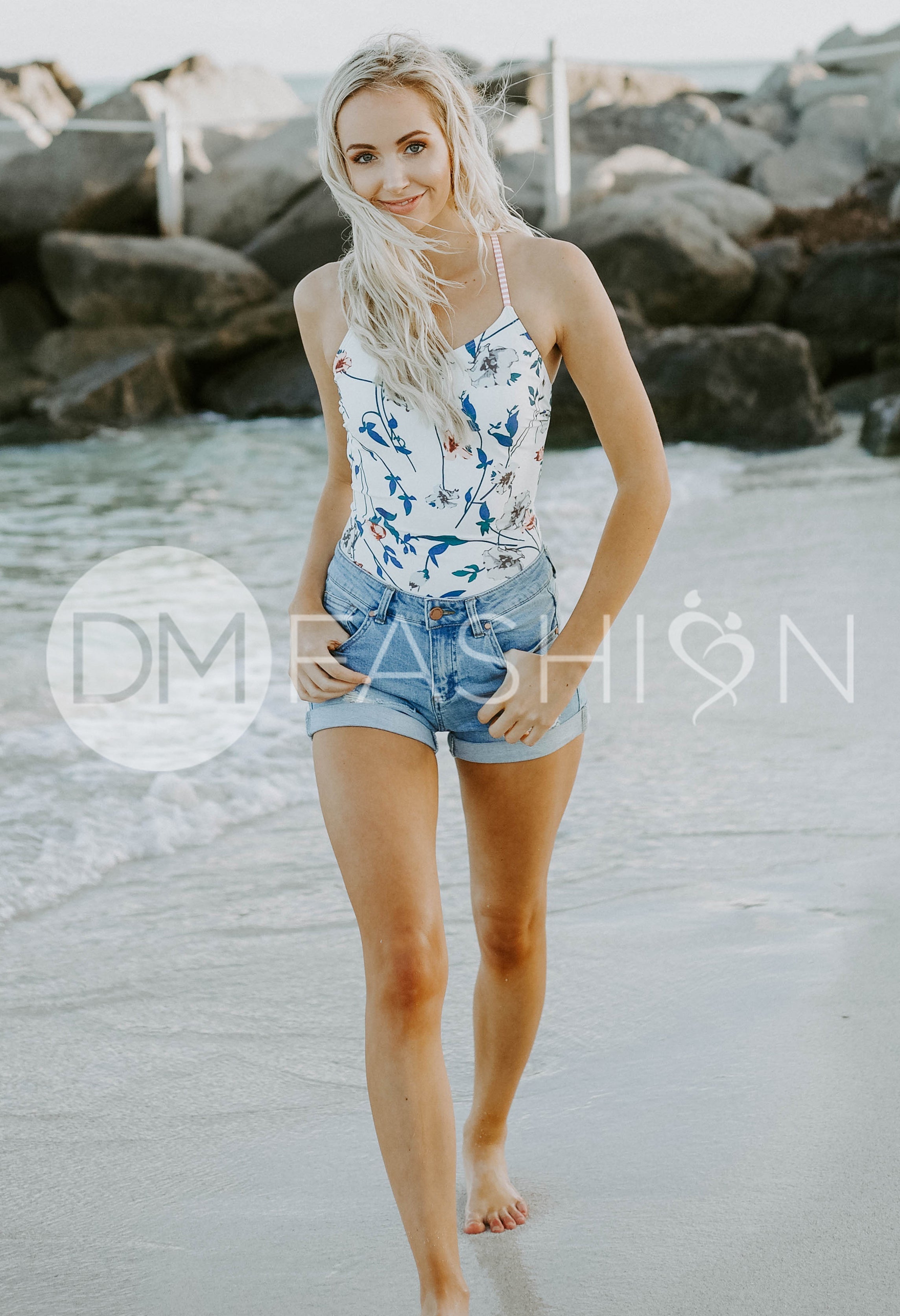 Lace Up One Piece - Dusty Pink Waterfall Stripes - FINAL SALE - LOW STOCK