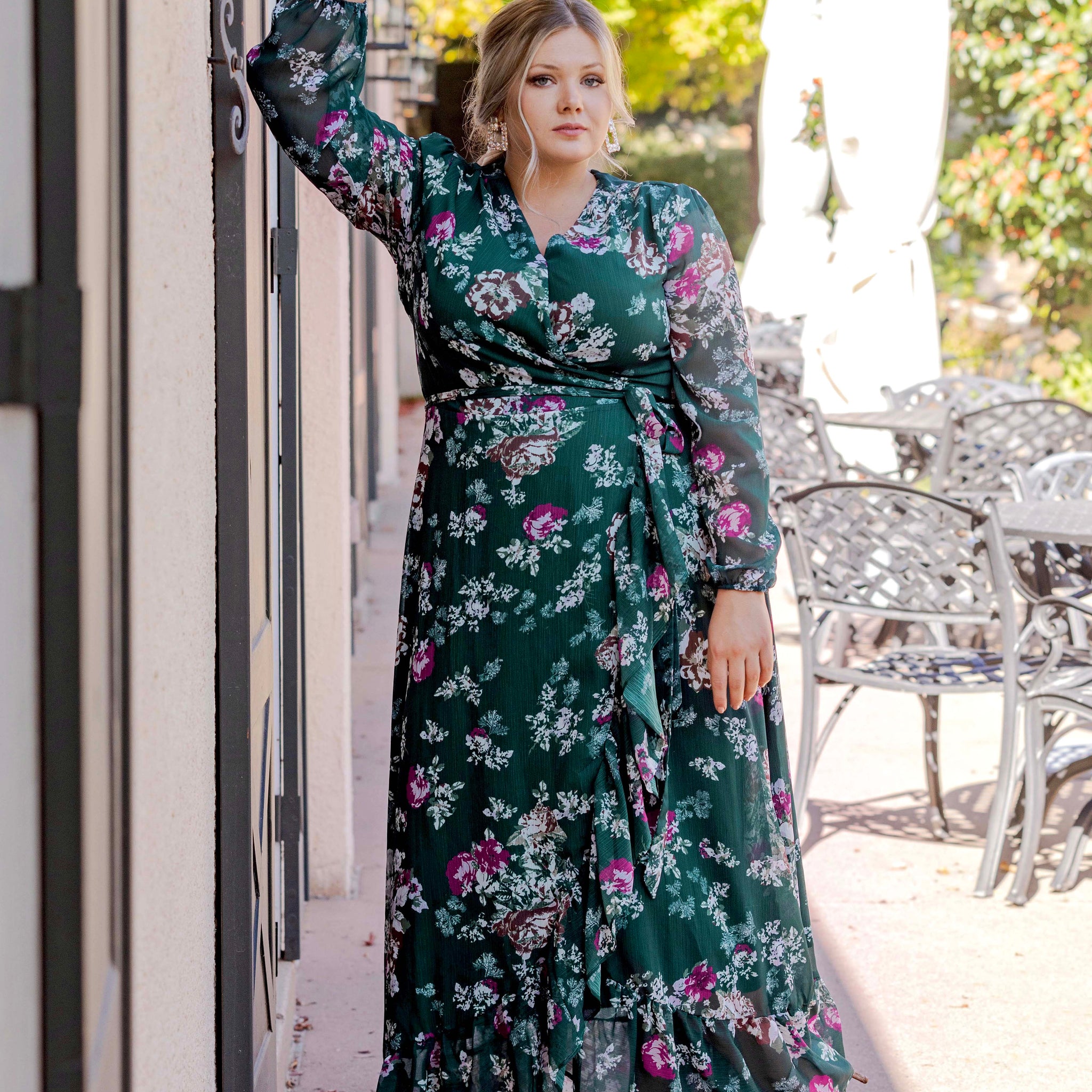 Melanee Pine Floral Wrap Dress - DM Exclusive - Maternity Friendly - Nursing Friendly - Restocked