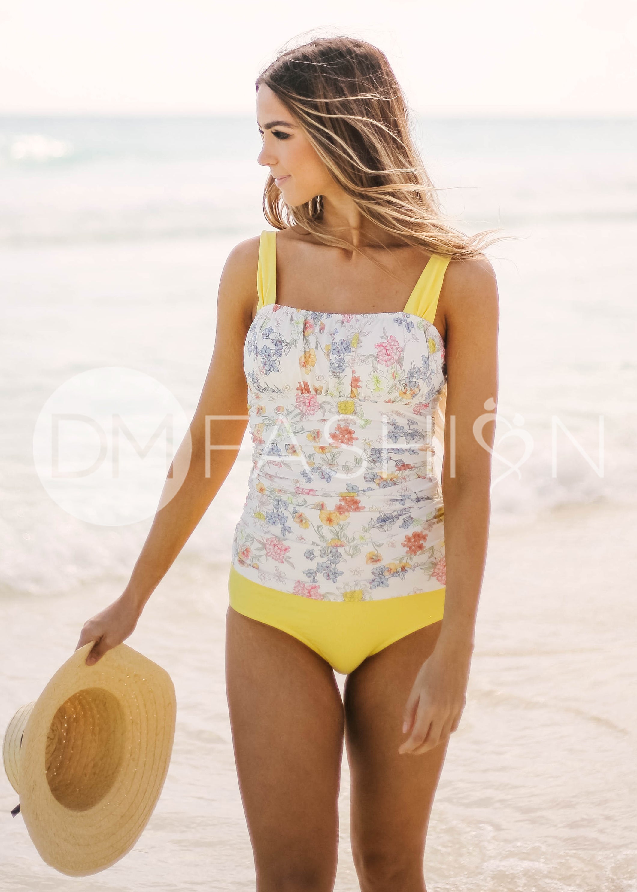 Ruched Square Tankini Top - Victorian Garden - FINAL SALE - LOW STOCK