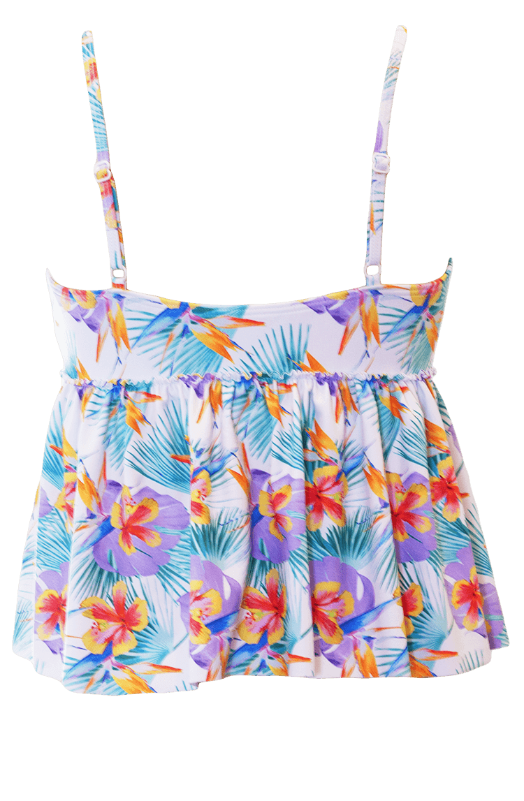 V Peplum Tankini Top - Palm Floral - FINAL SALE