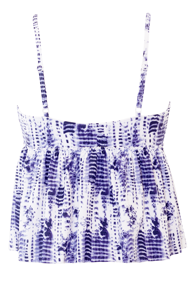 V Peplum Tankini Top - Navy Tie Dye - FINAL SALE
