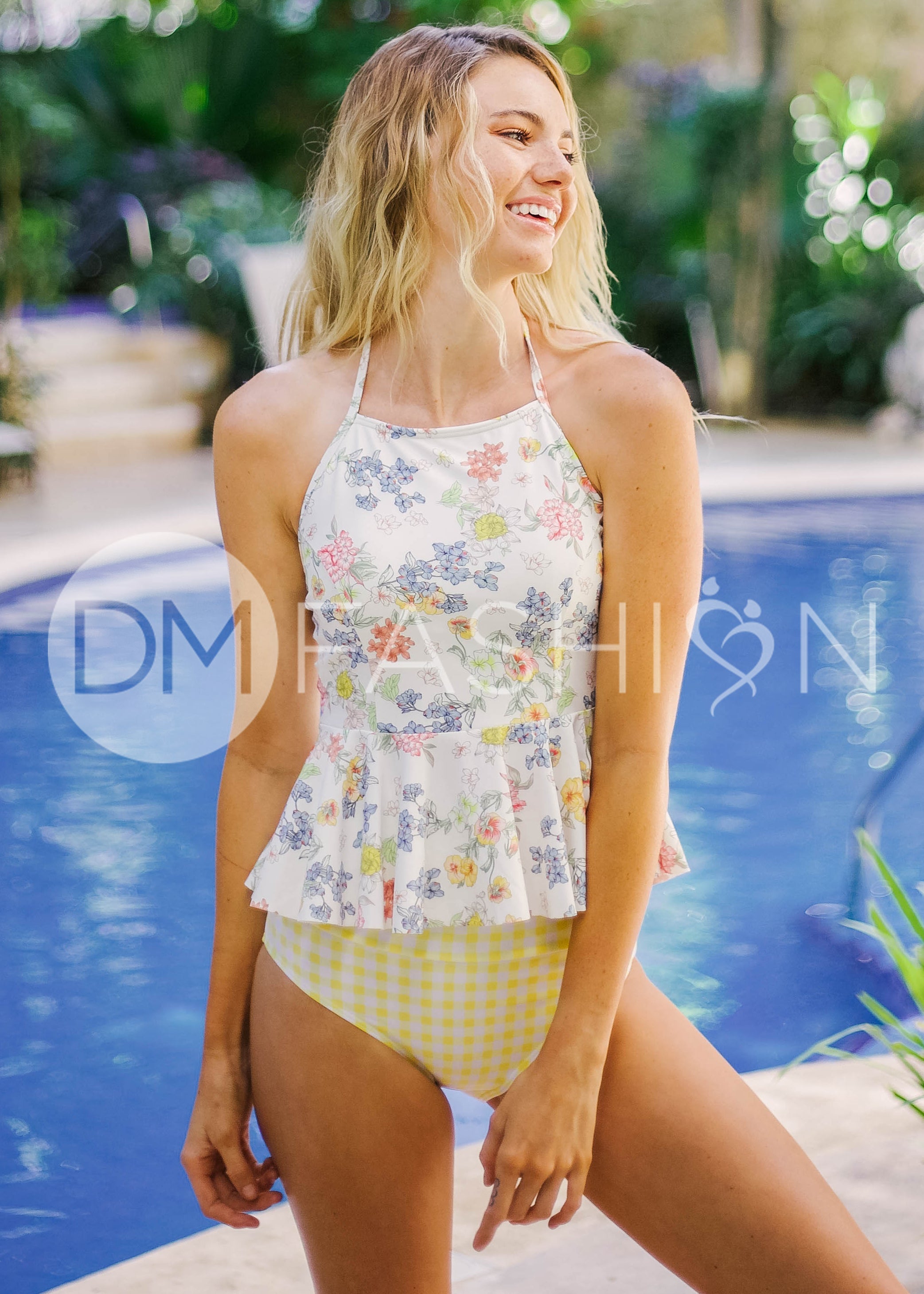 High Neck Peplum Halter Top - Victorian Garden - FINAL SALE - LOW STOCK