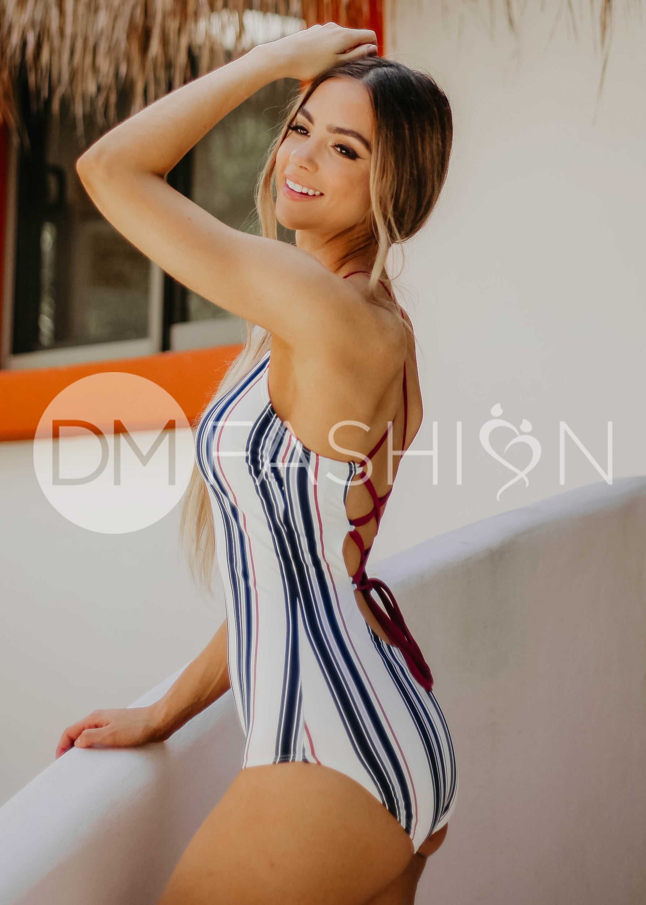 Lace Up One Piece - American Stripes - FINAL SALE - LOW STOCK