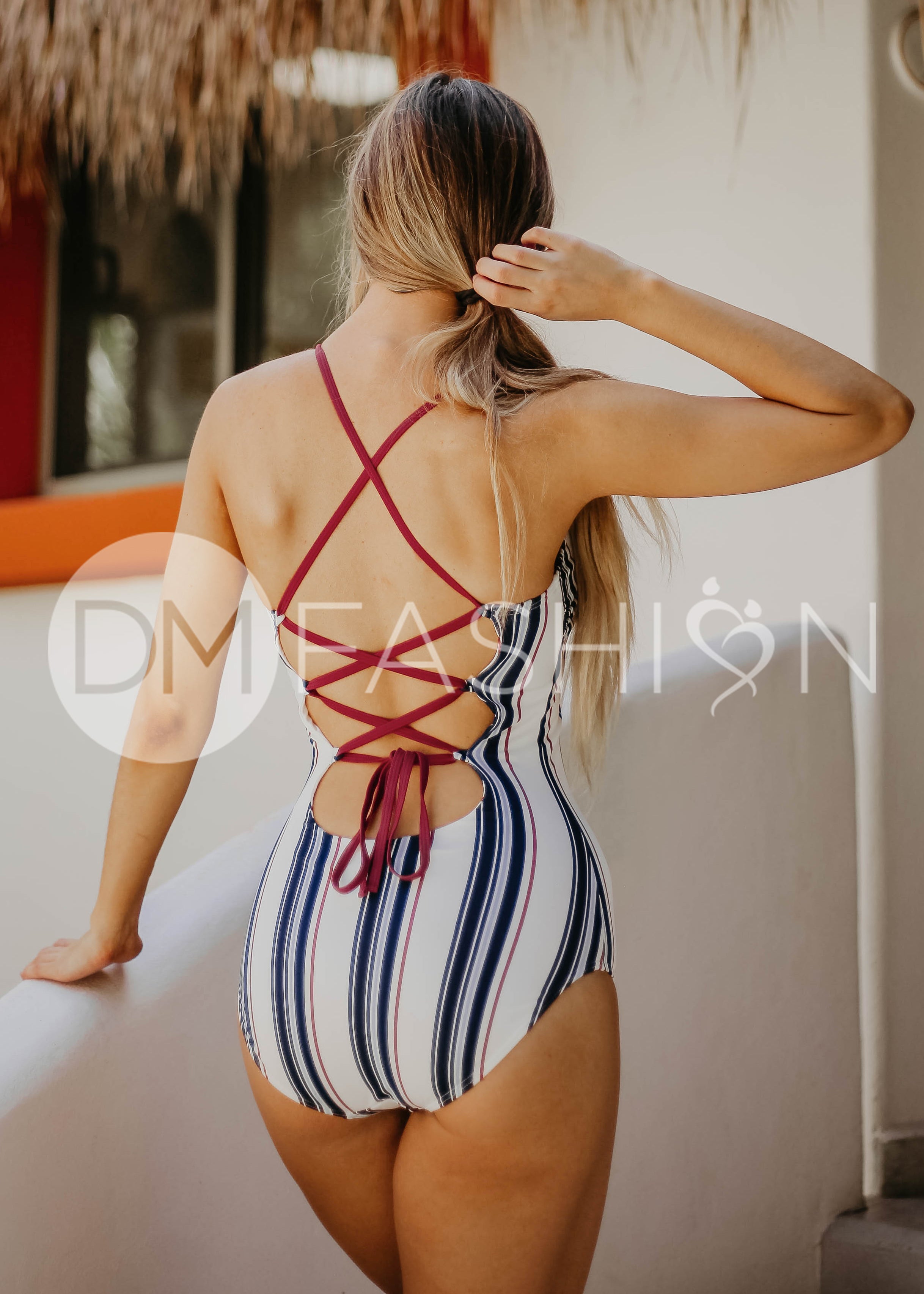 Lace Up One Piece - American Stripes - FINAL SALE - LOW STOCK