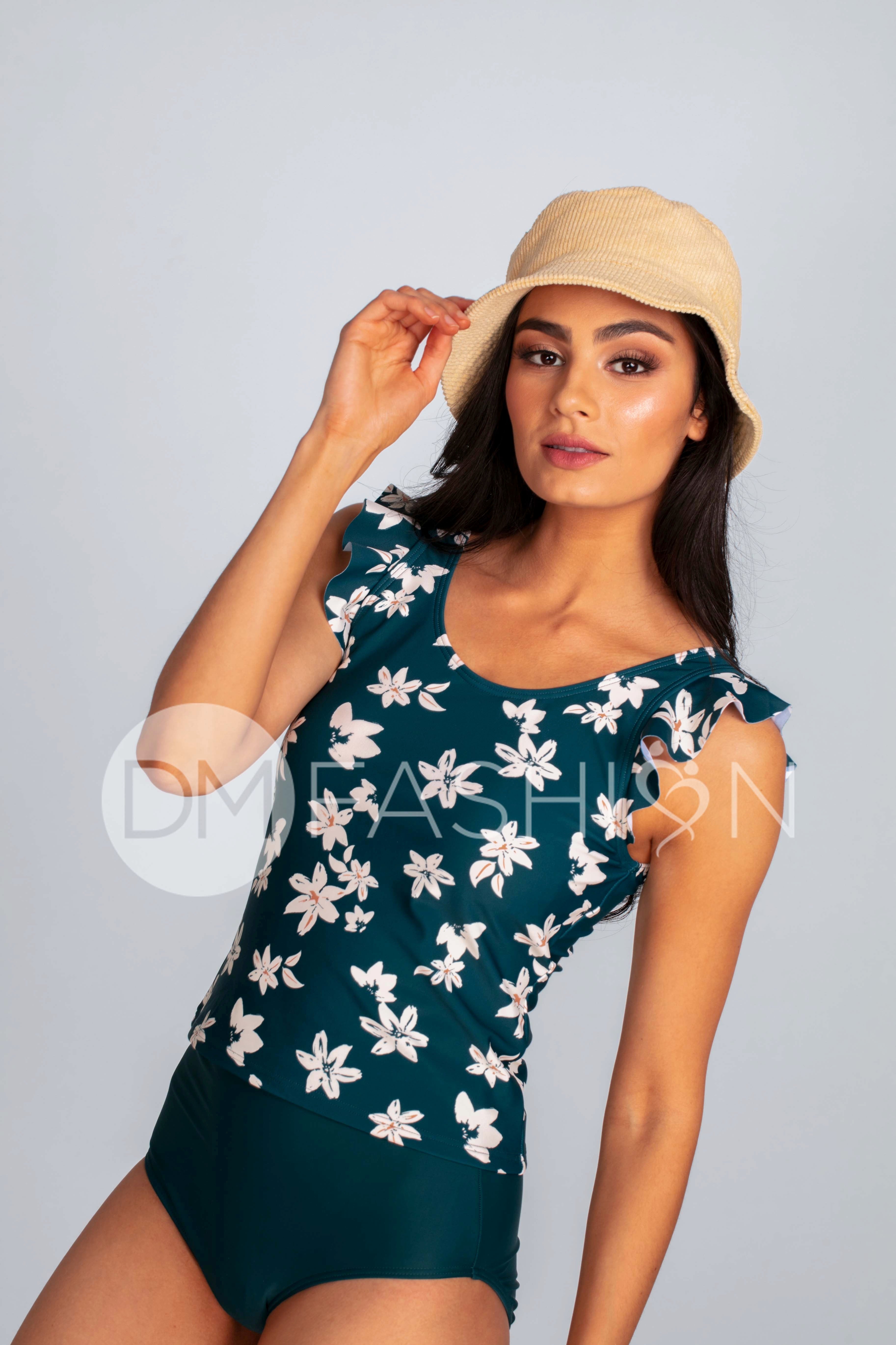 Ruffle V Back Midkini Top - Fiji Floral