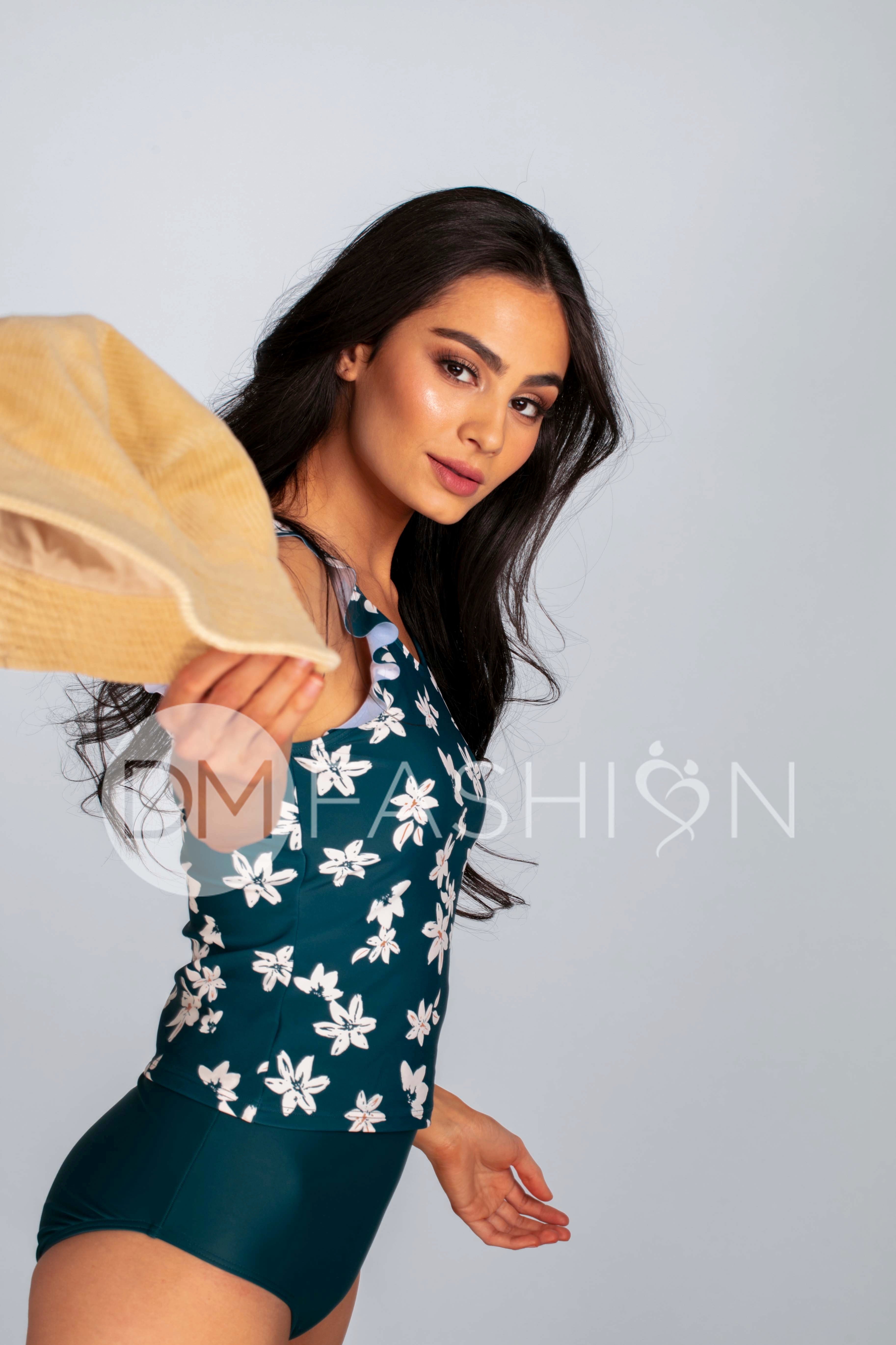 Ruffle V Back Midkini Top - Fiji Floral