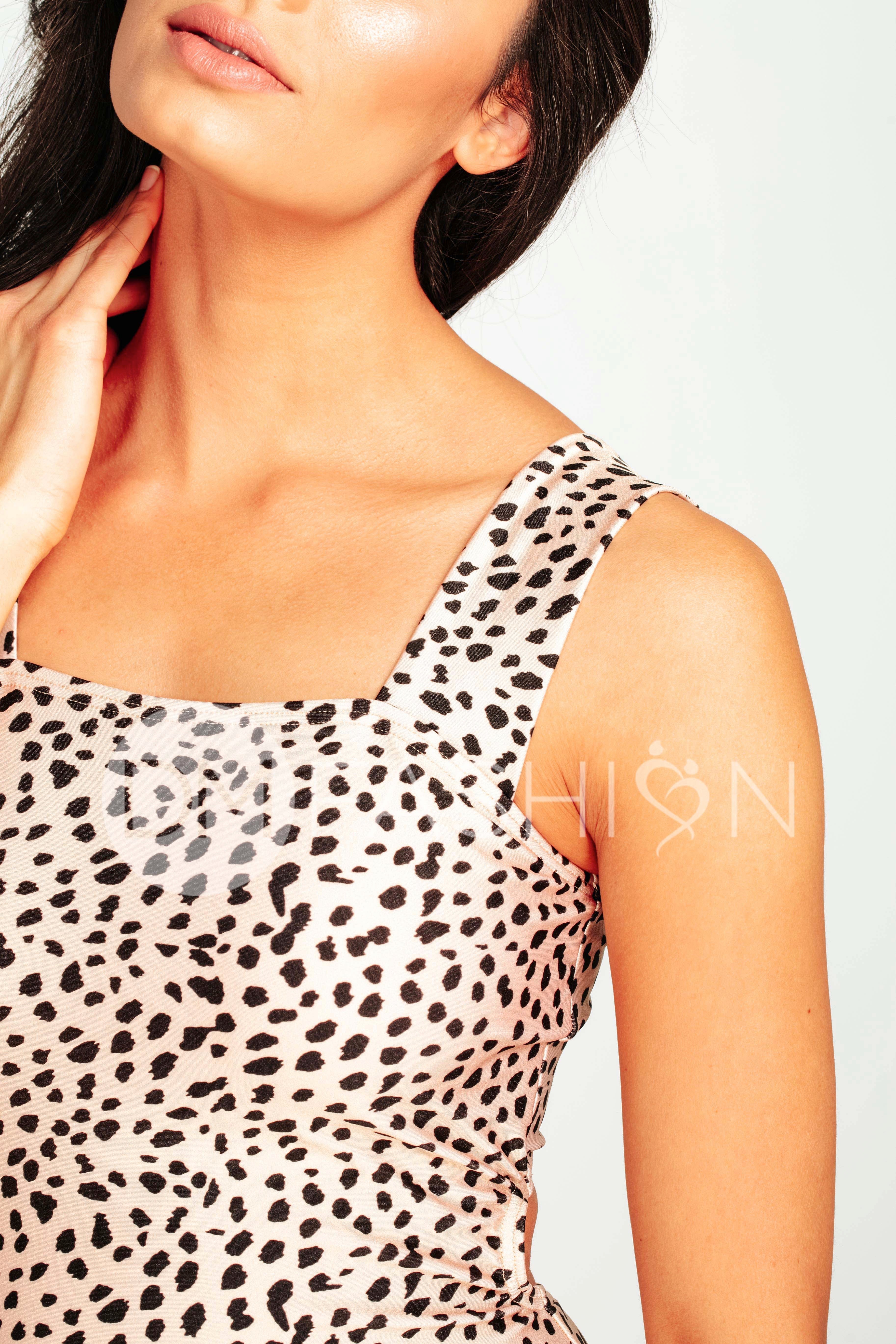 Square Neck One Piece - Black Leopard - Restocked