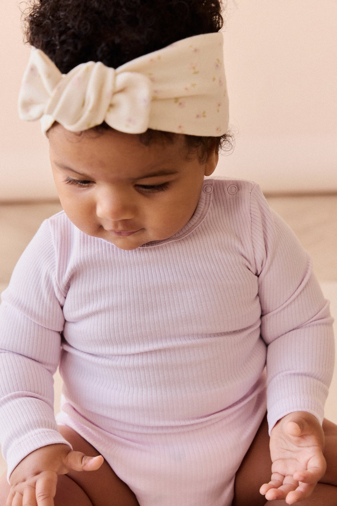 Organic Cotton Fine Rib Long Sleeve Bodysuit - Popsicle