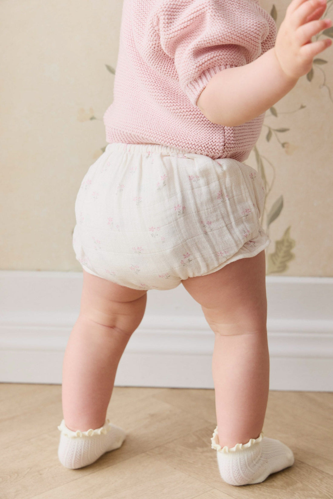 Organic Cotton Muslin Frill Bloomer - Pauline Pink