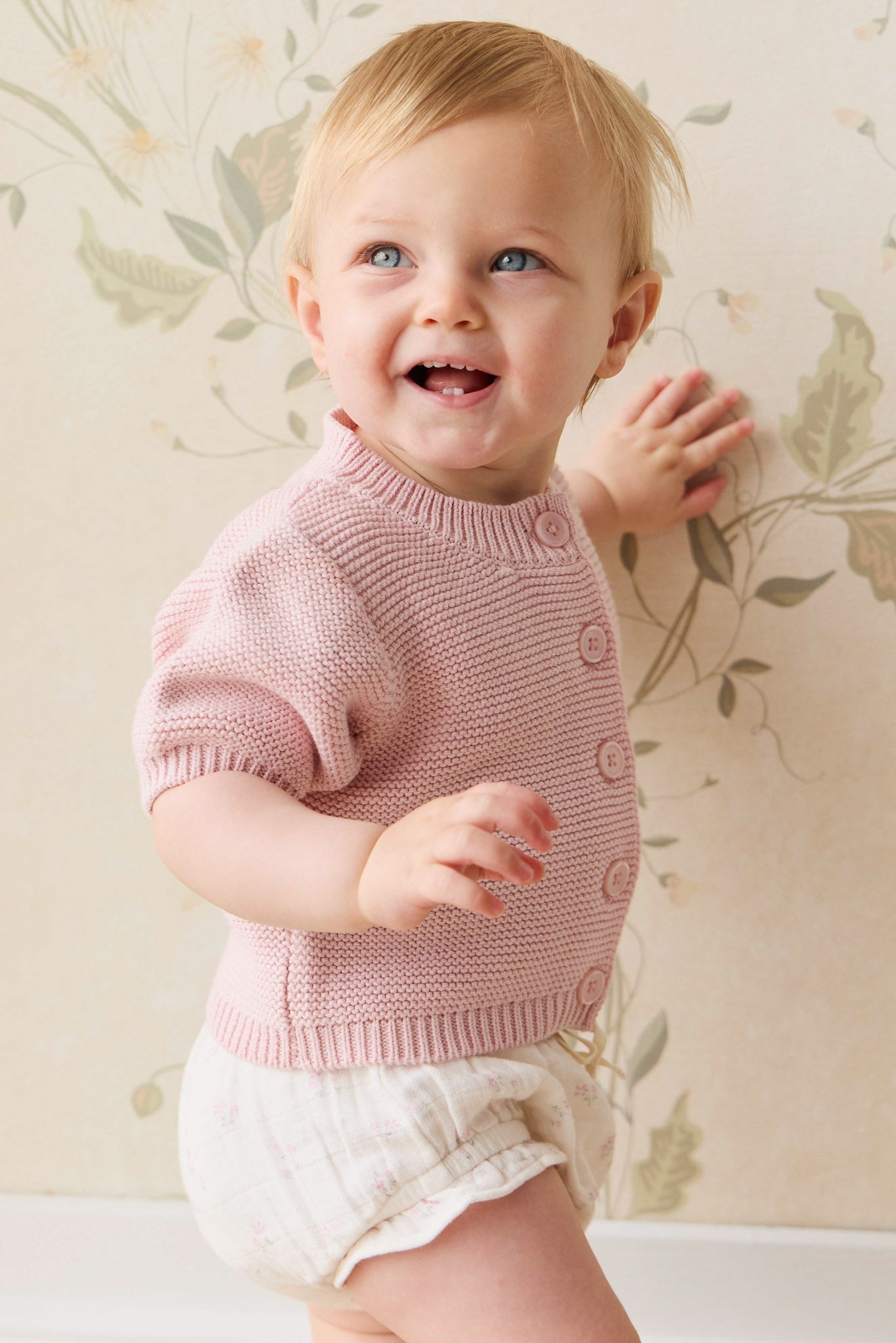 Organic Cotton Muslin Frill Bloomer - Pauline Pink