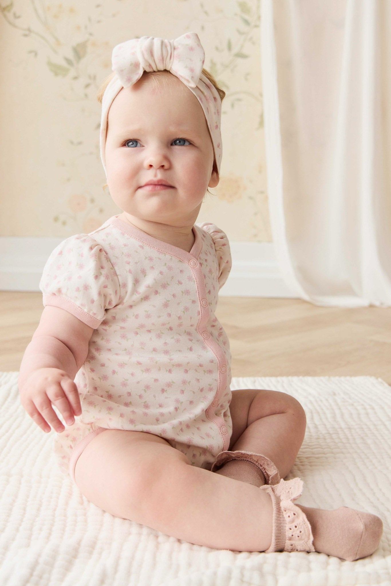 Organic Cotton Antoinette Playsuit - Victoria Blush