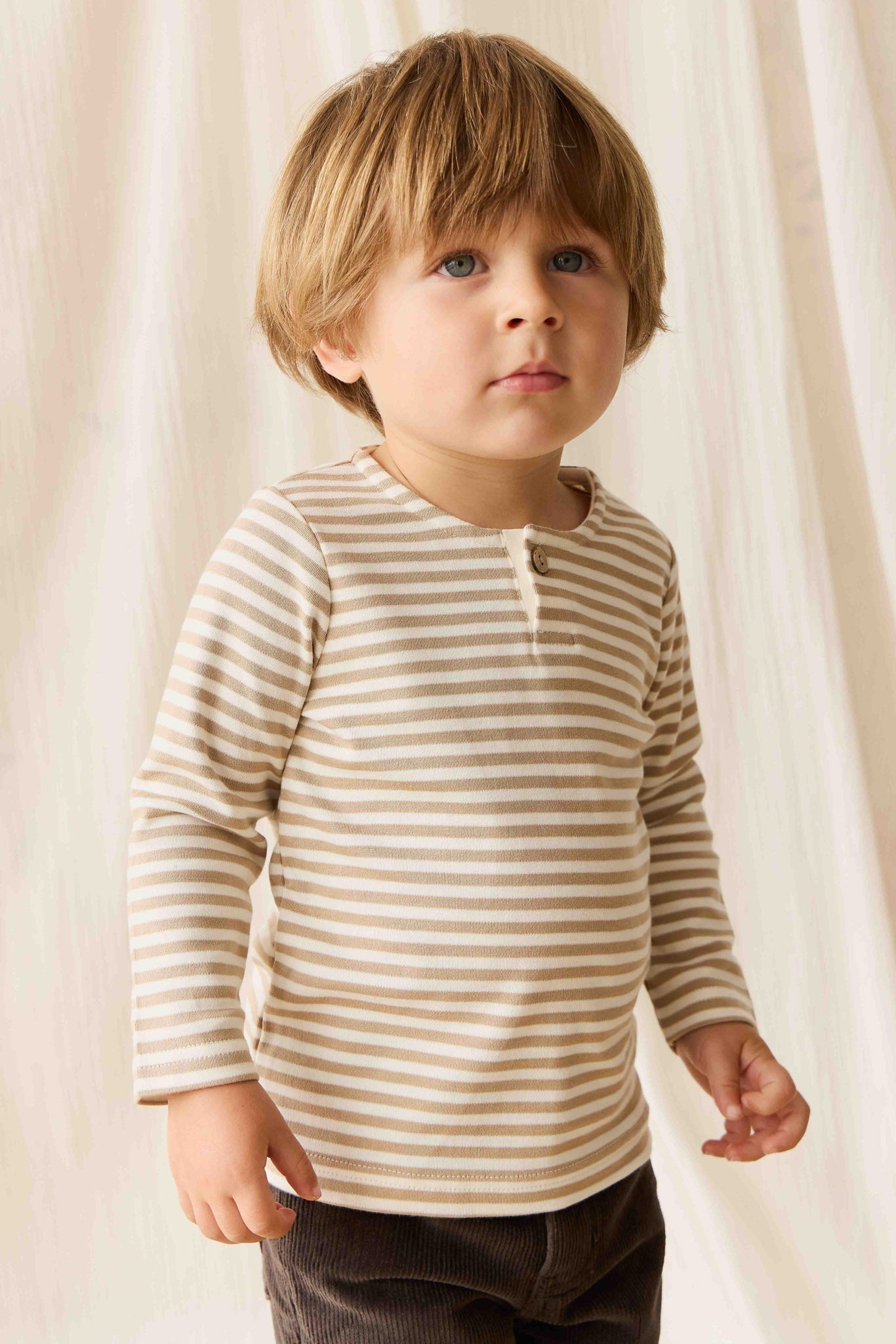 Pima Cotton Shae Top - Slim Stripe Brioche/Cloud