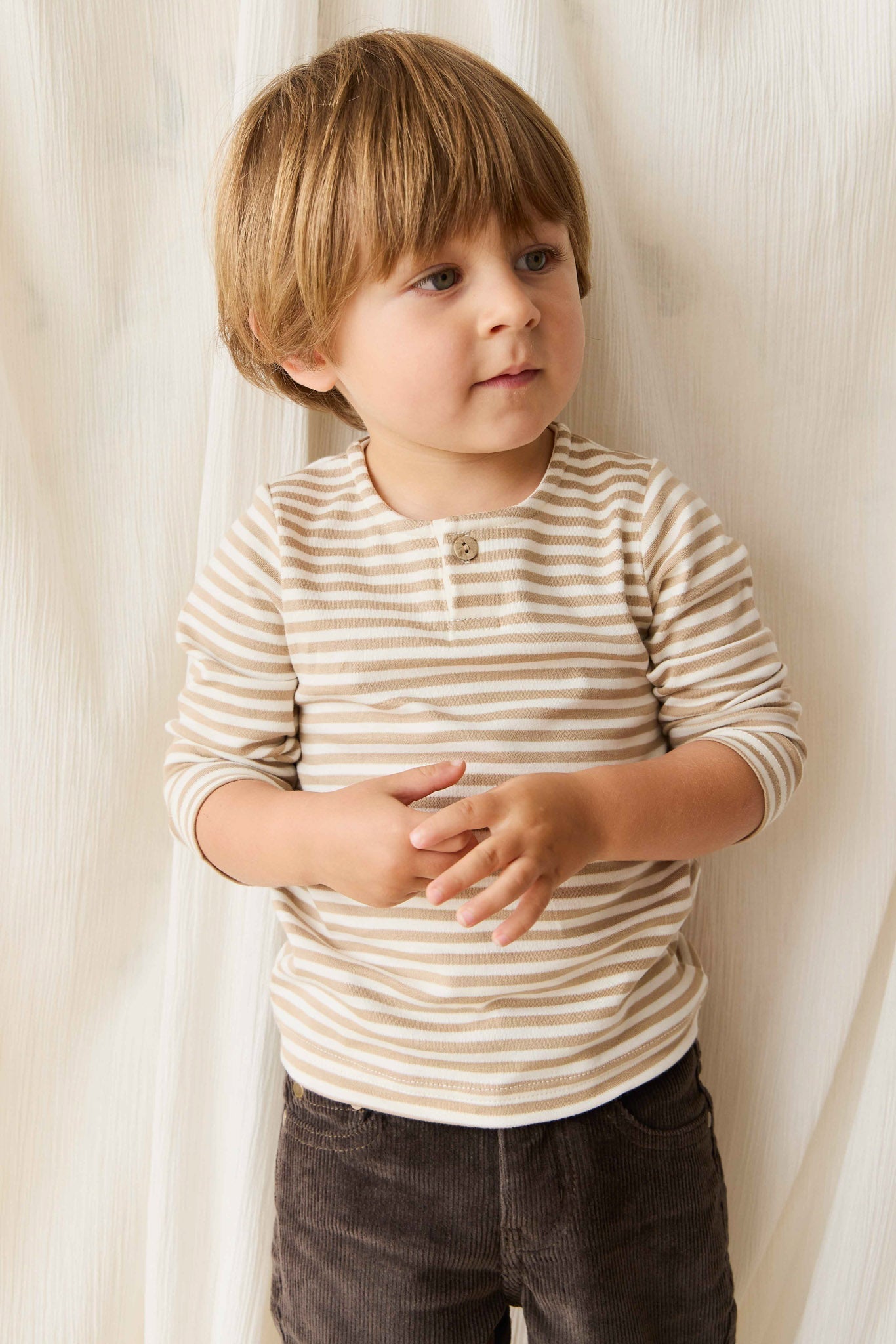 Pima Cotton Shae Top - Slim Stripe Brioche/Cloud