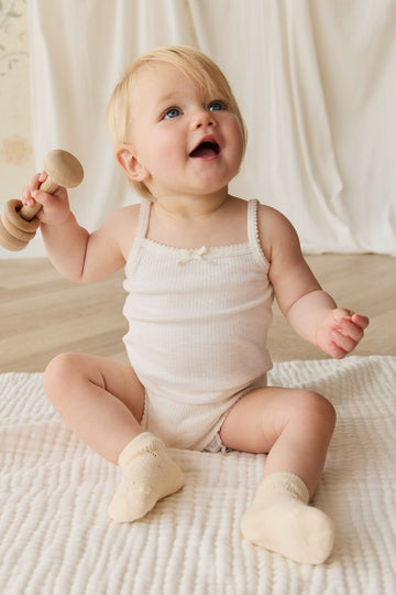 Organic Cotton Modal Singlet Bodysuit - Parchment