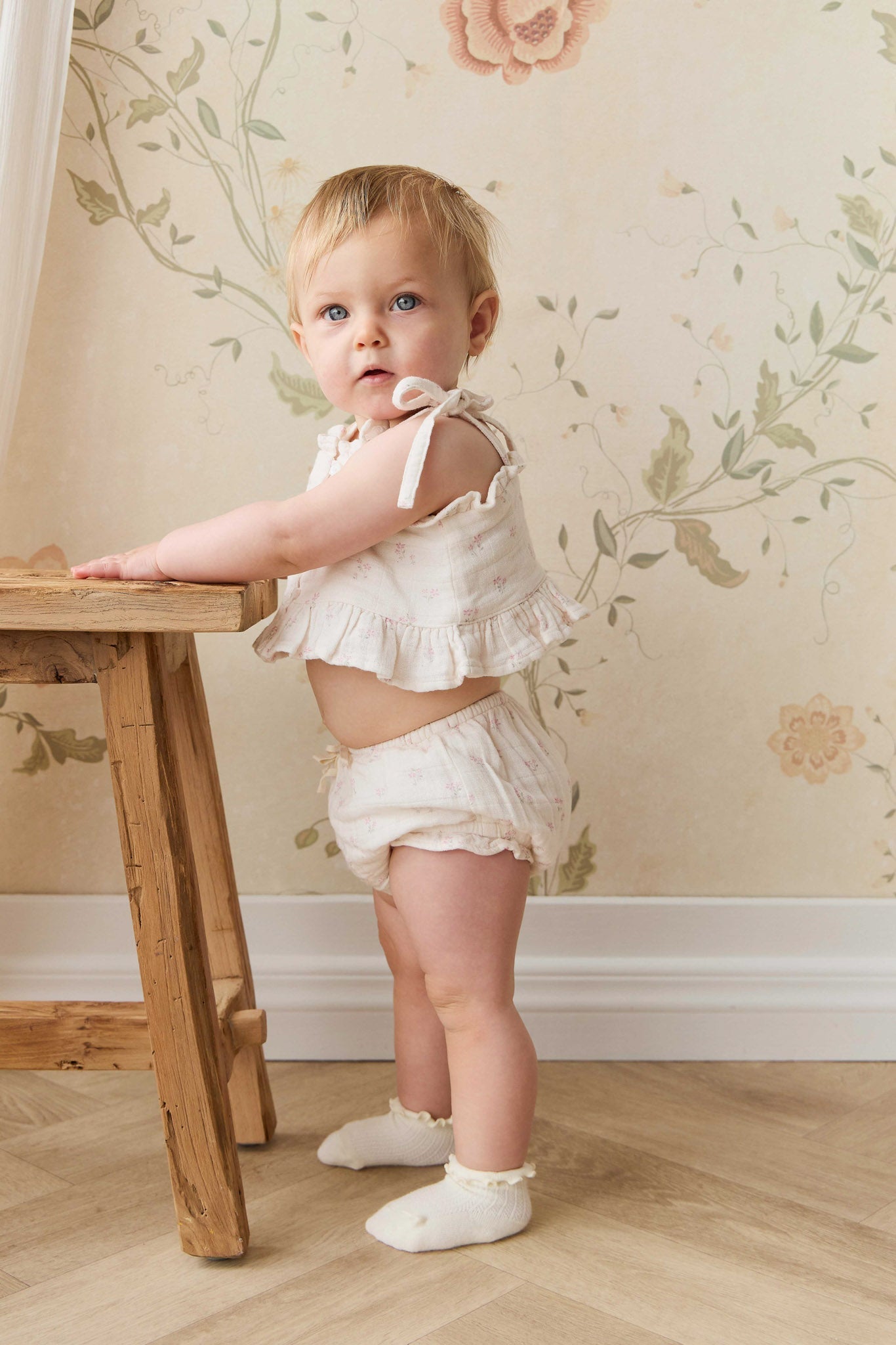 Organic Cotton Muslin Frill Bloomer - Pauline Pink