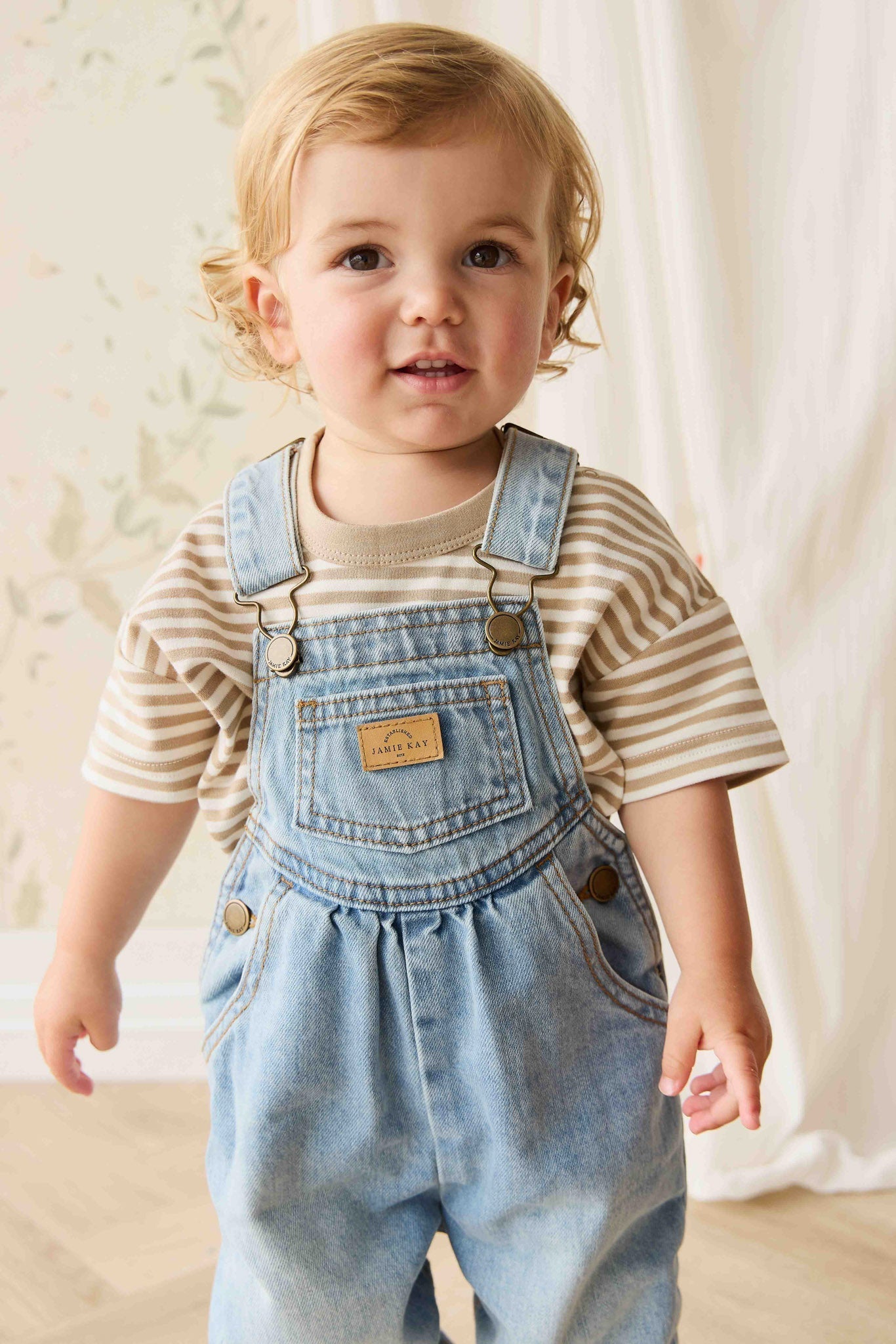 Pima Cotton Wesley Tee - Slim Stripe Brioche/Cloud