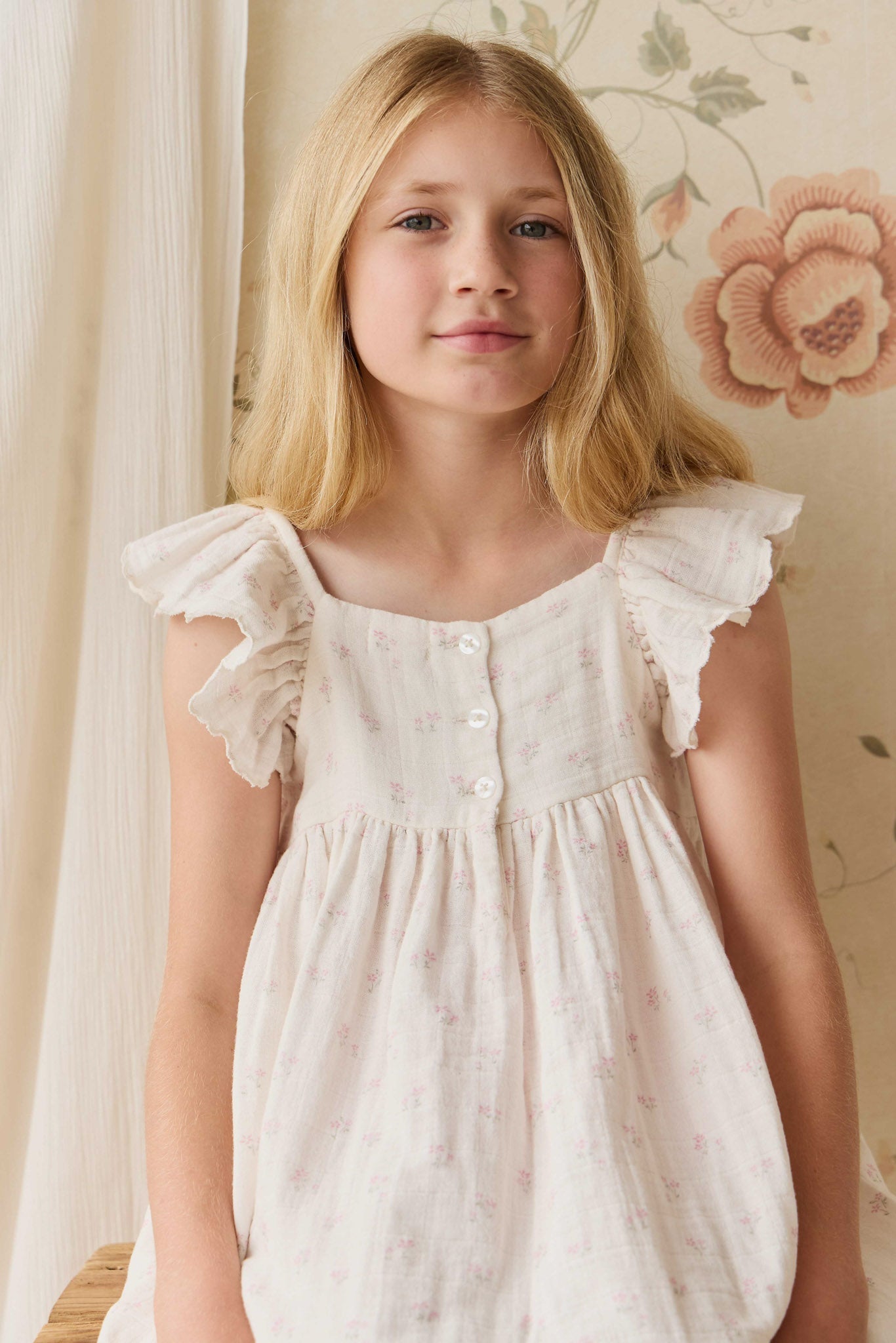 Organic Cotton Muslin Annalise Dress - Pauline Pink