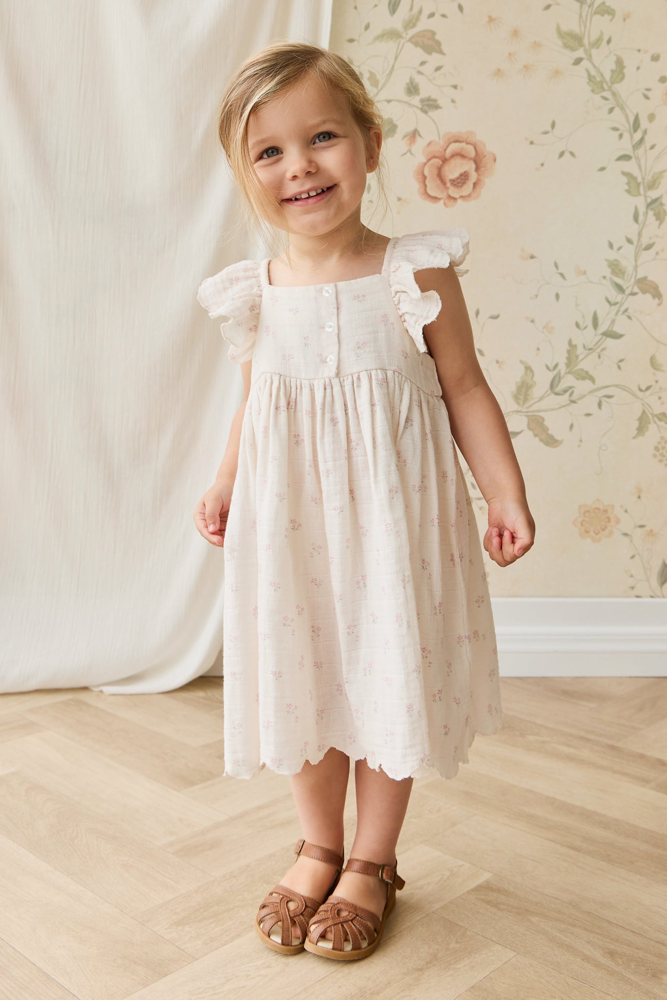 Organic Cotton Muslin Annalise Dress - Pauline Pink