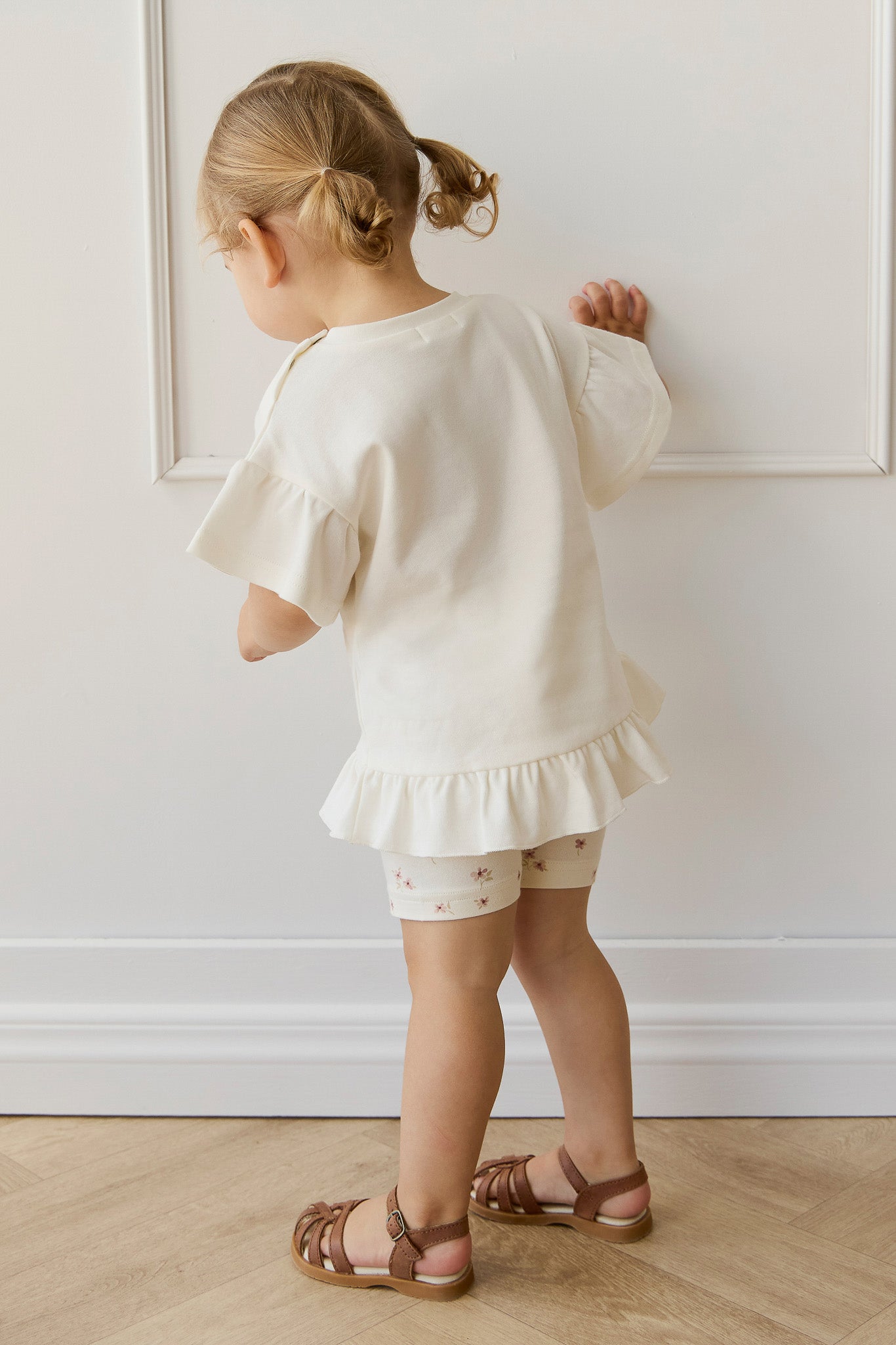 Organic Cotton Everyday Bike Short - Simple Flowers Egret
