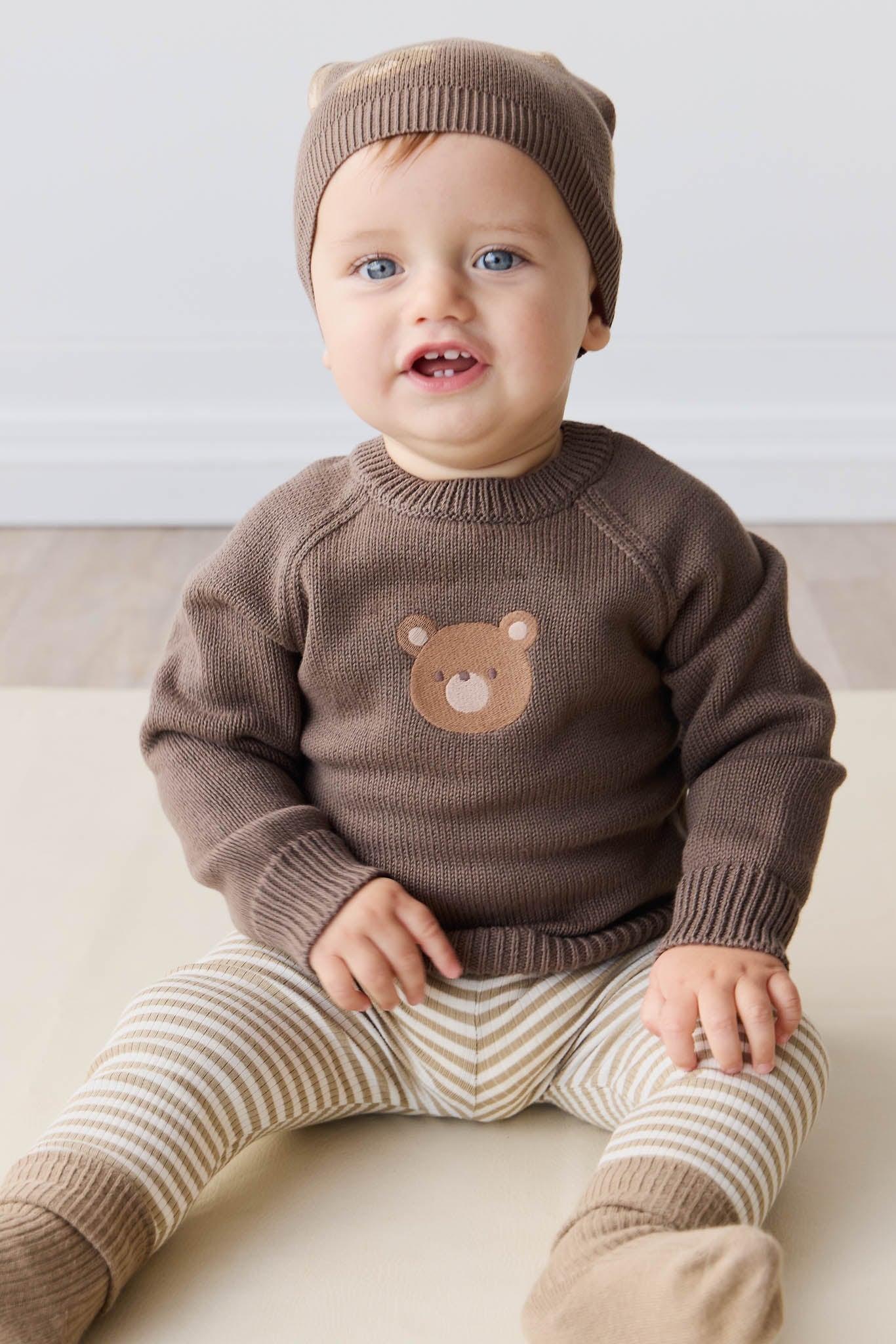 Organic Cotton Modal Legging - Narrow Stripe Balm/Cloud