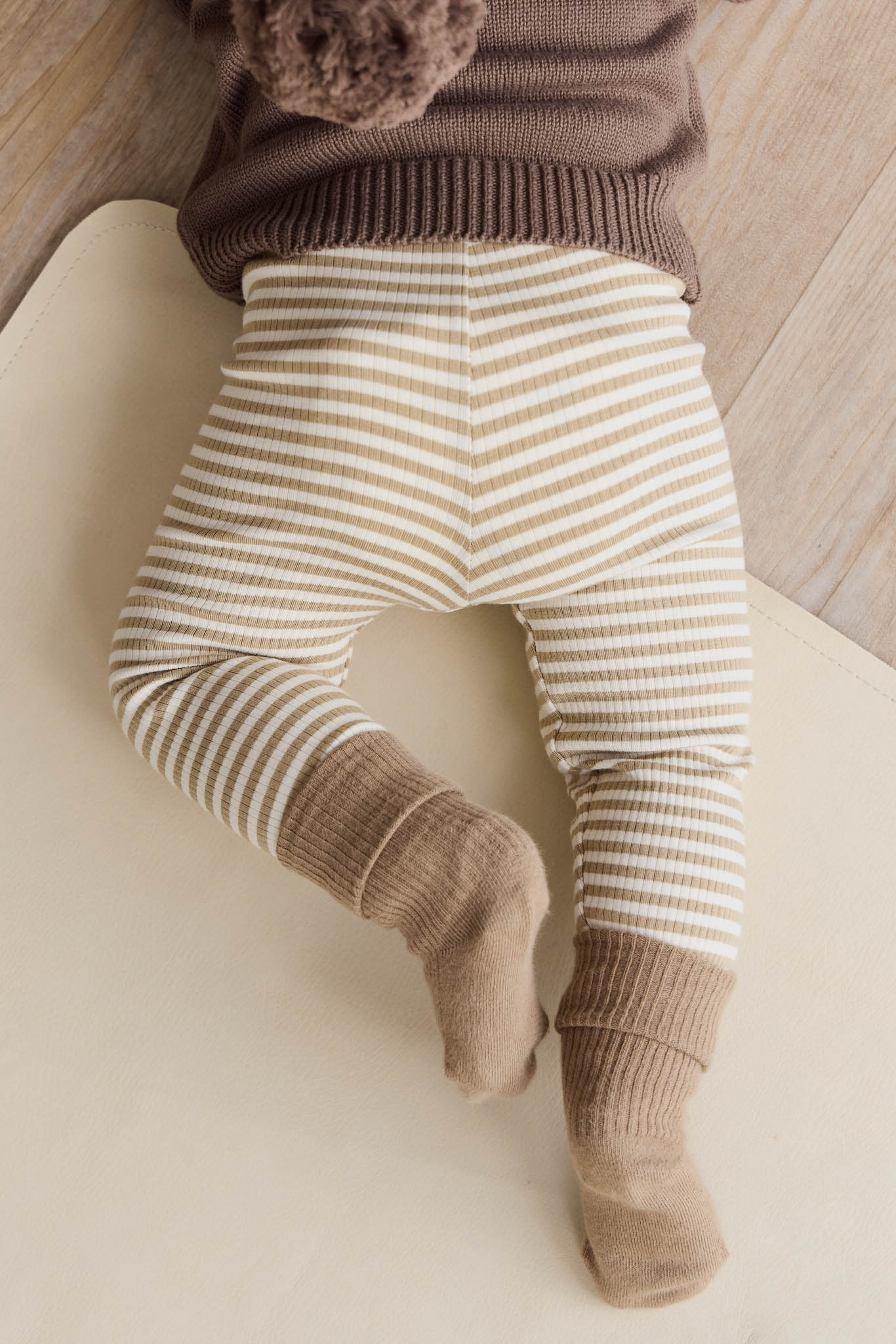 Organic Cotton Modal Legging - Narrow Stripe Balm/Cloud